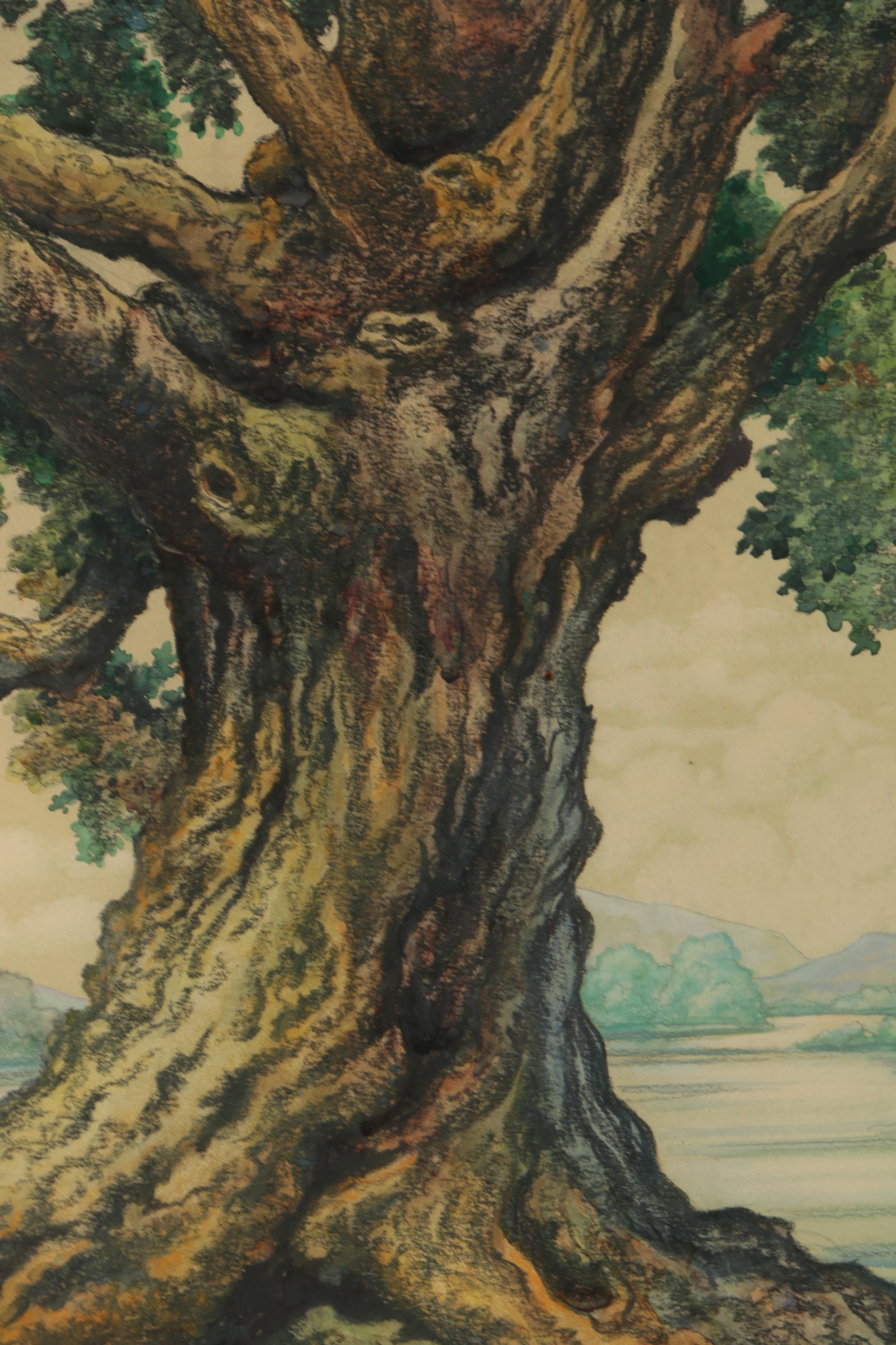 Jack Harrington 1954 Watercolor Painting with Charcoal EBTH