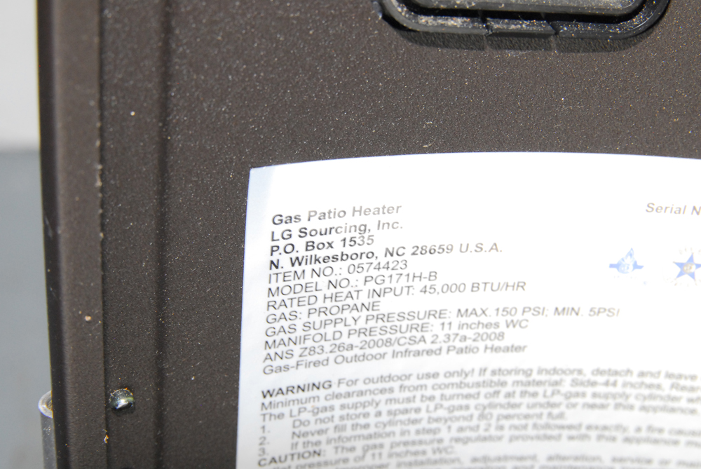 LG Sourcing Inc. Gas Patio Heater EBTH