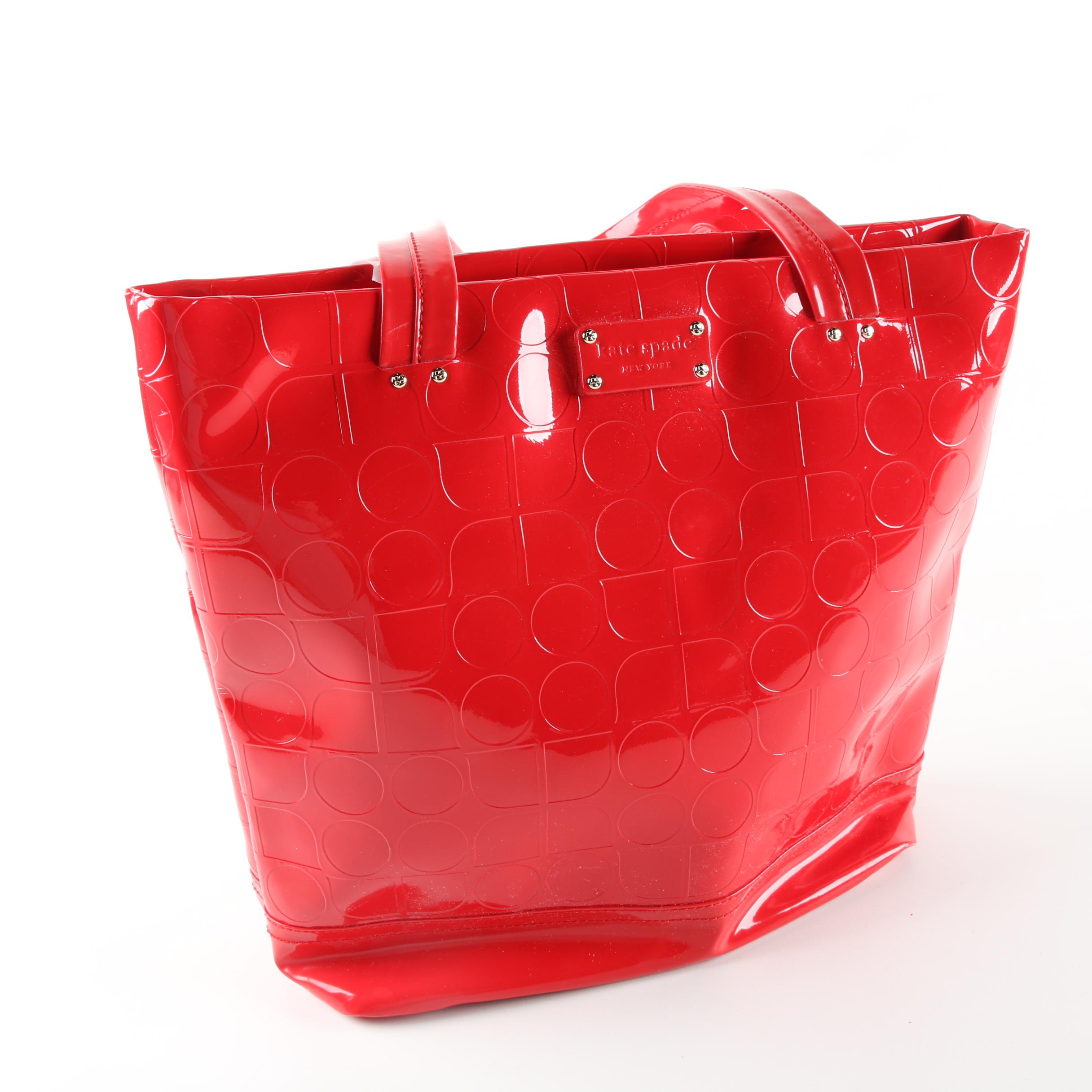 kate spade red patent leather tote