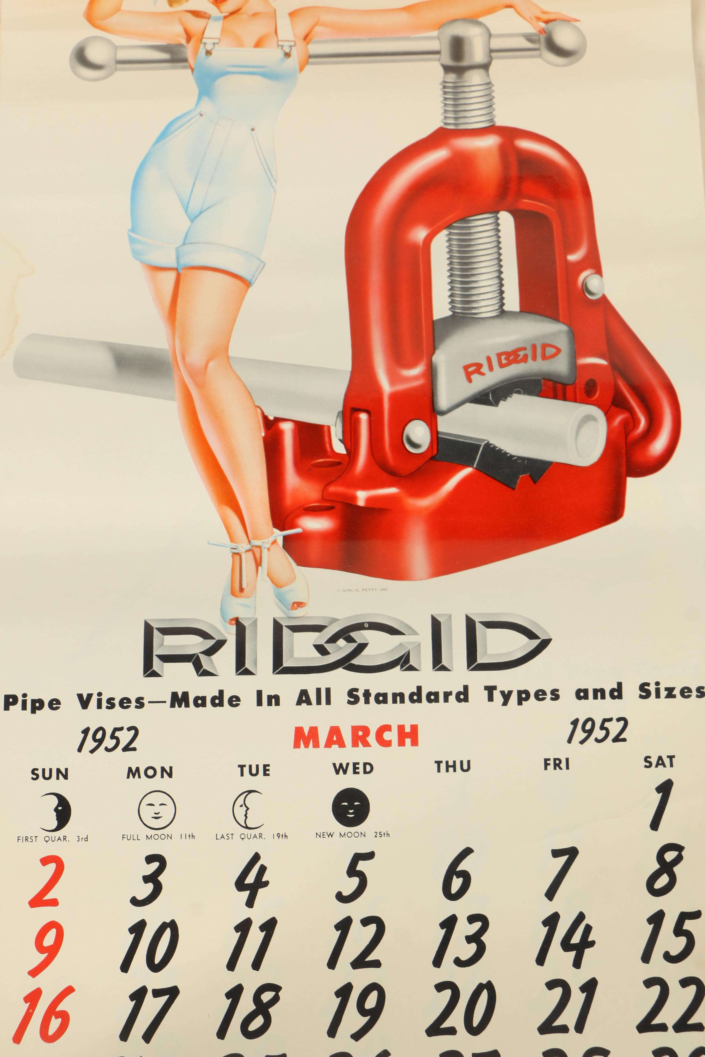 1952-ridgid-tool-calendar-with-petty-girl-pin-up-halftone-prints-ebth