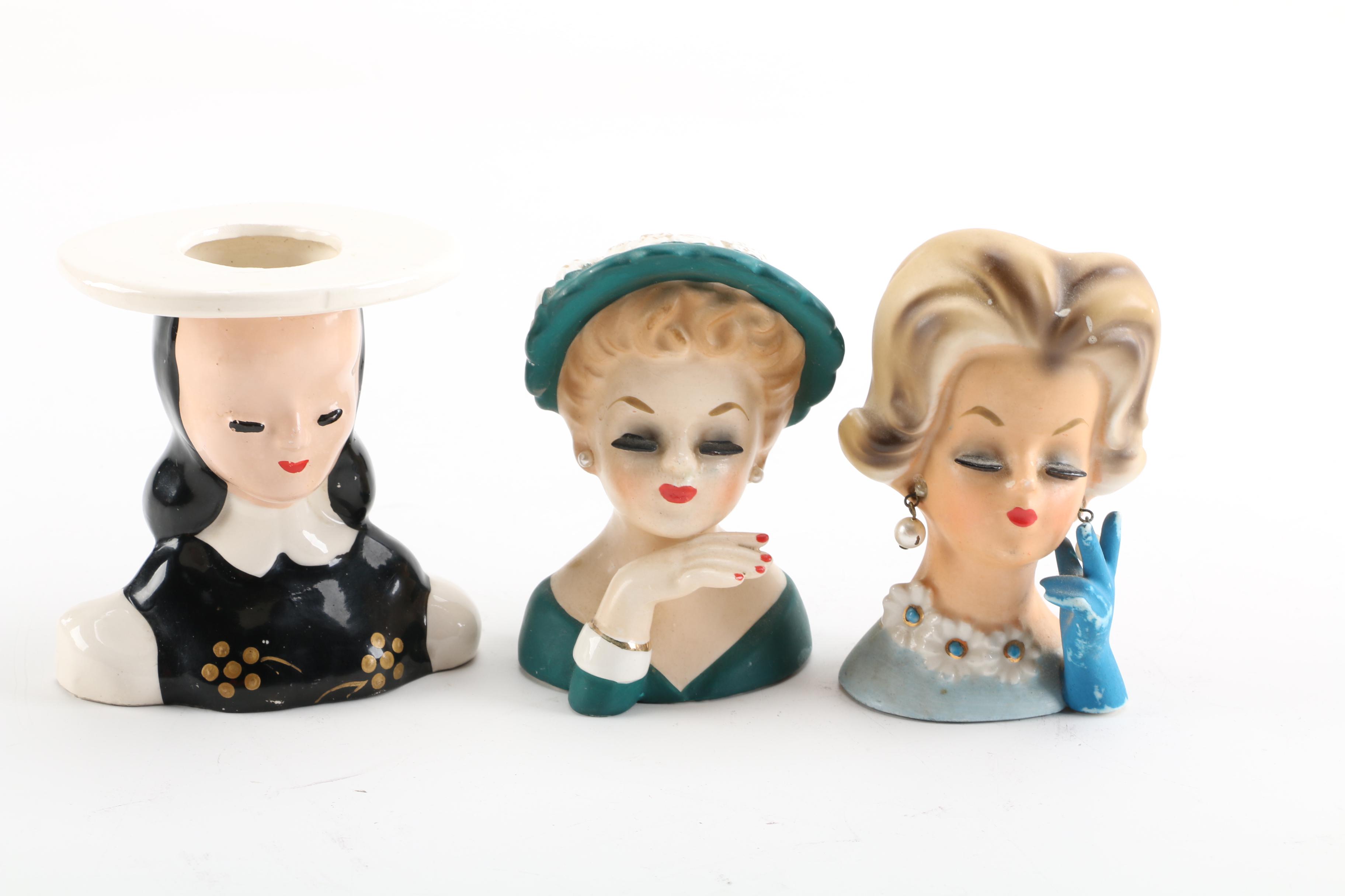 Vintage Porcelain Lady Head Vases EBTH