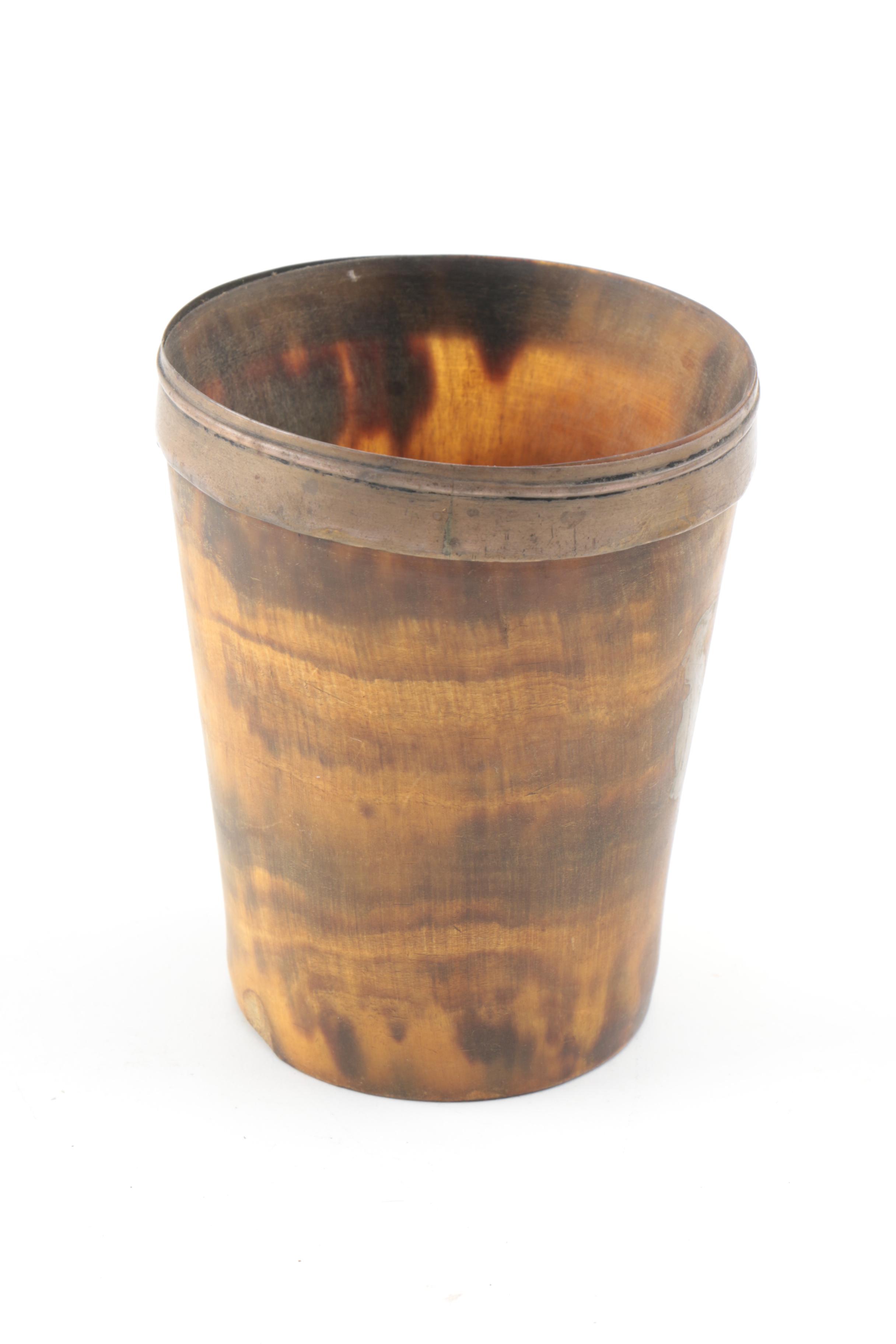 Carved Horn Cup and Shot Glass EBTH