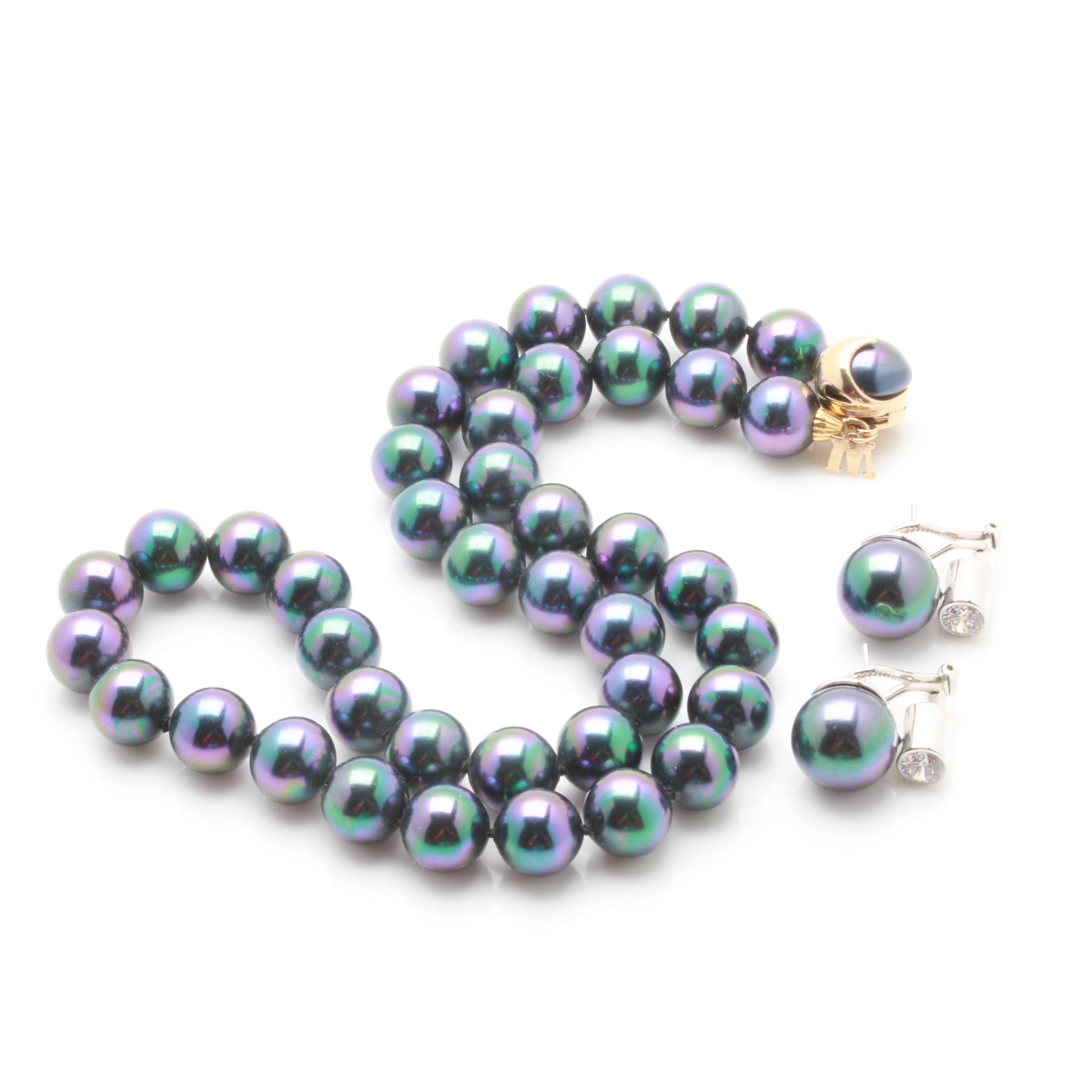 Majorica Pearl Earrings and Sterling 