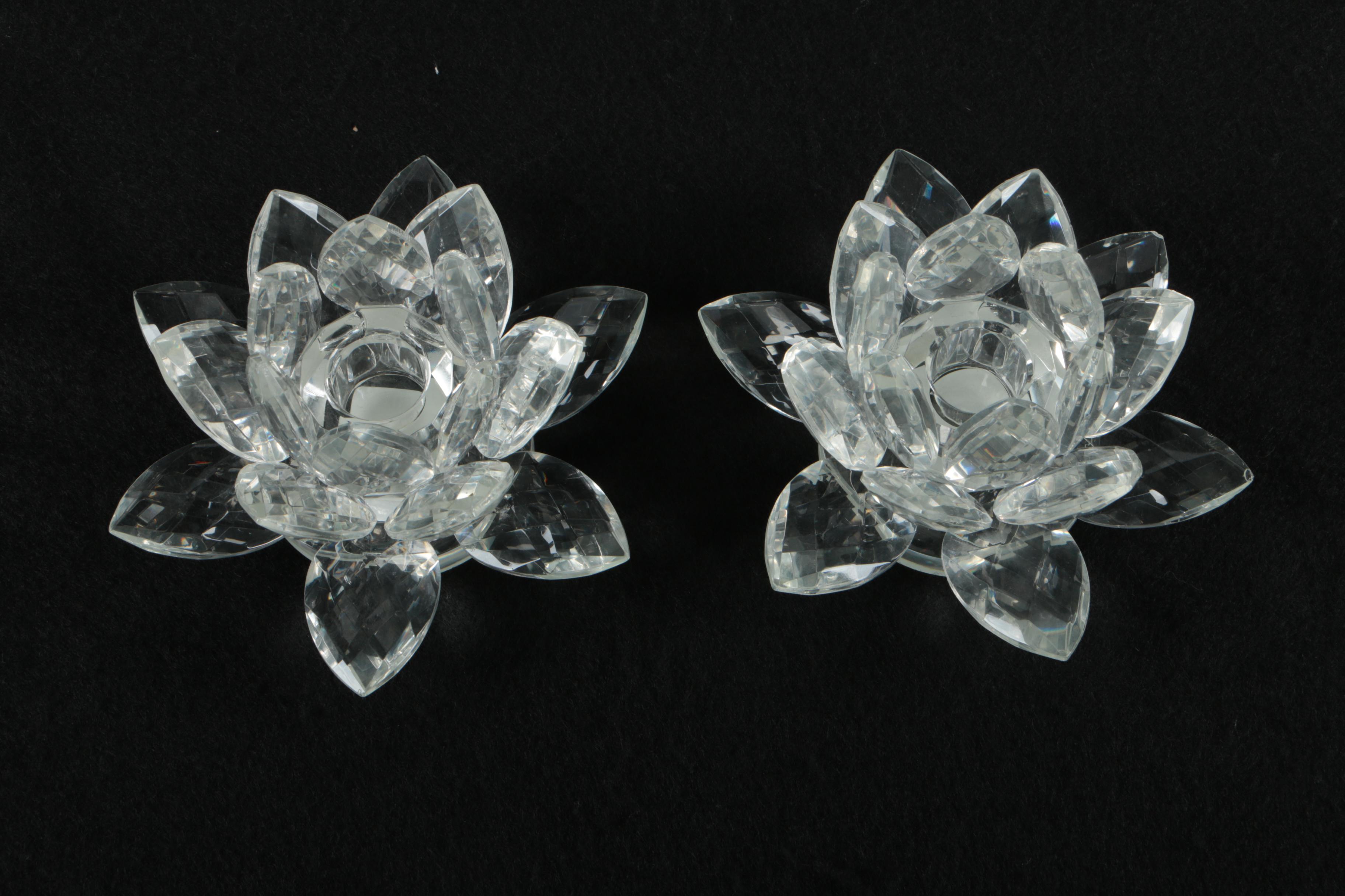 Pair of Z Gallerie Crystal Votive Candle Holders EBTH