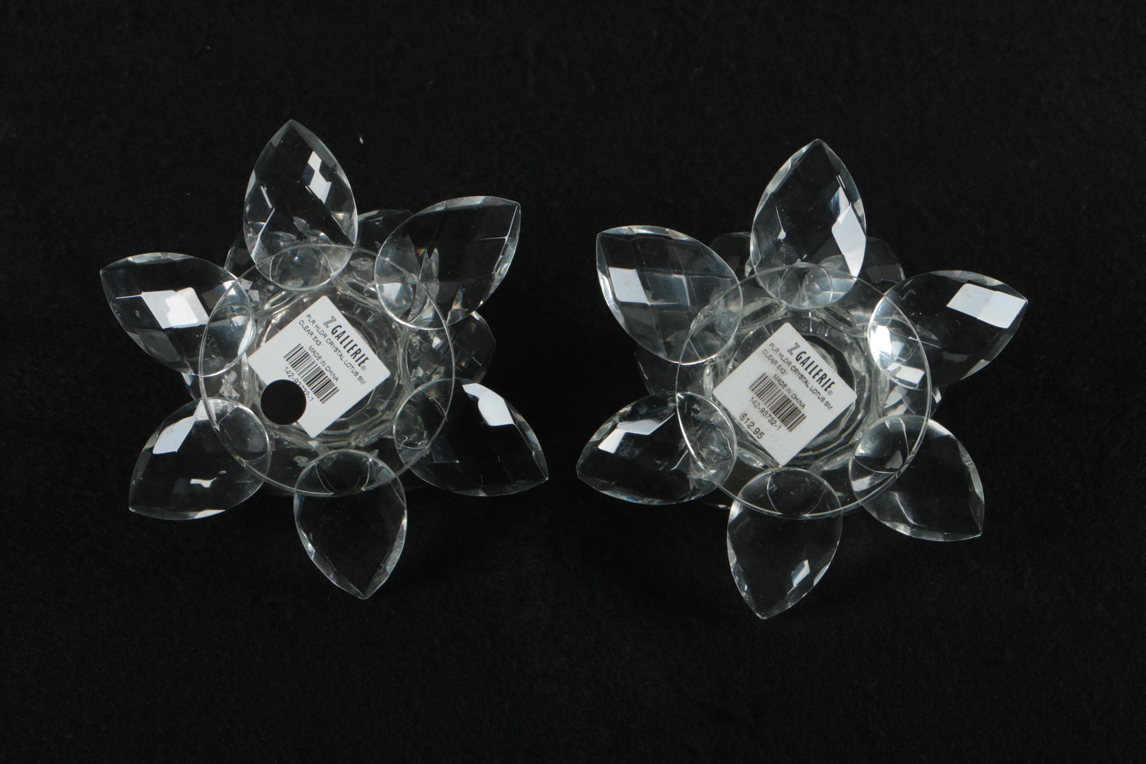 Pair of Z Gallerie Crystal Votive Candle Holders EBTH