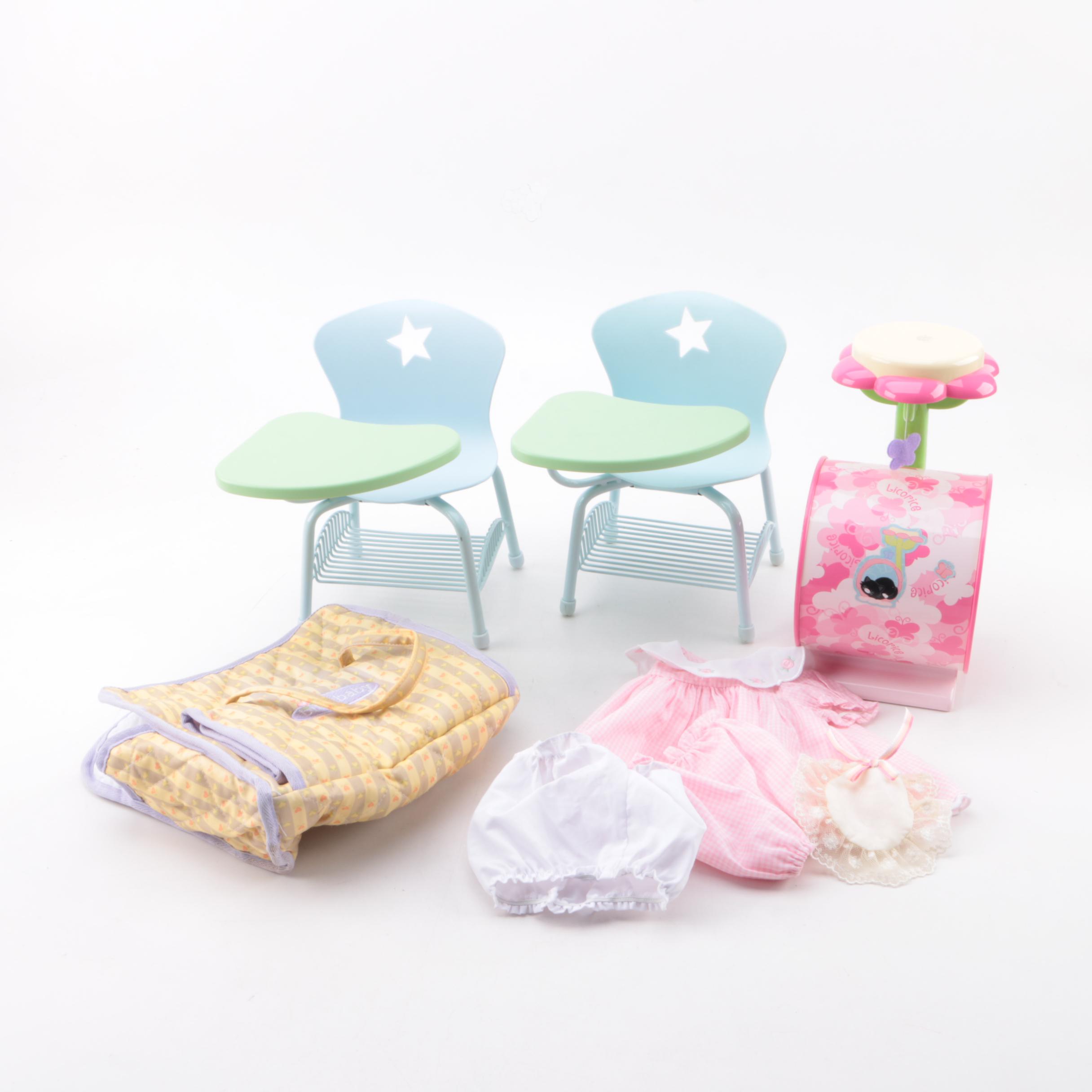 American Girl Bitty Baby Dress With Doll Furniture And