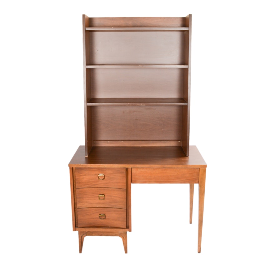 Mid Century Modern Walnut Desk With Hutch Ebth