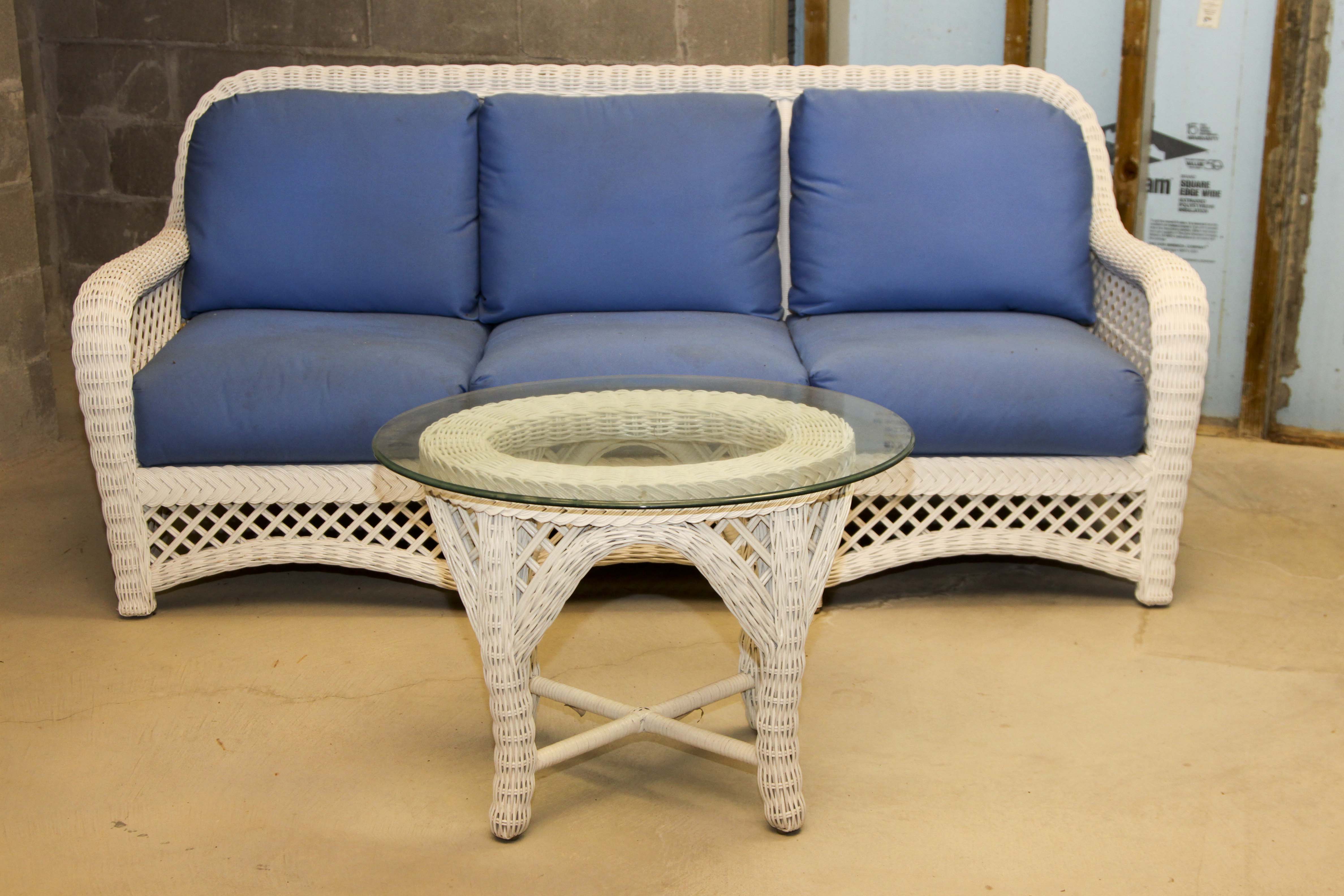 White Wicker Sofa For Sale : Teak and White Wicker Sofa | Two Design