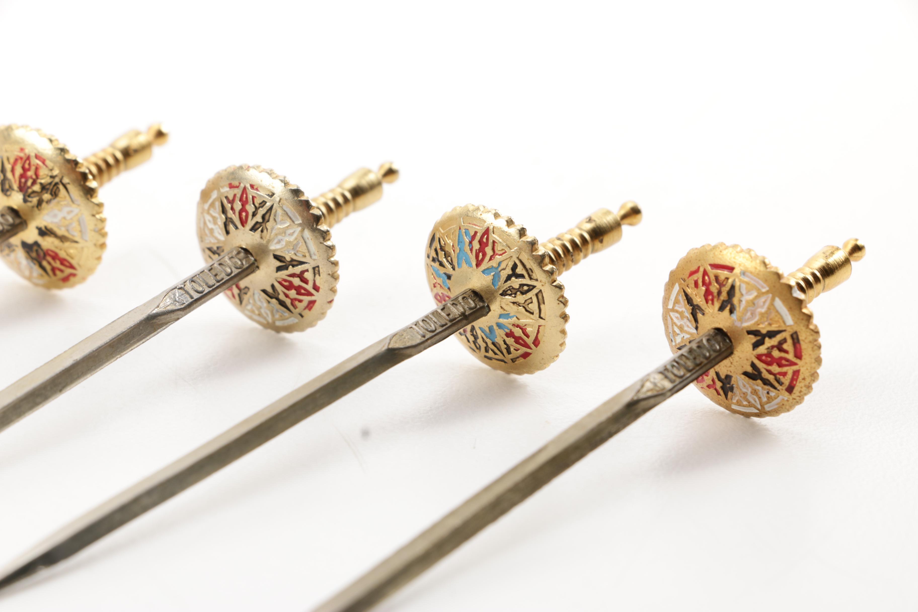 Vintage Toledo Sword Cocktail Pick Set with Stand EBTH