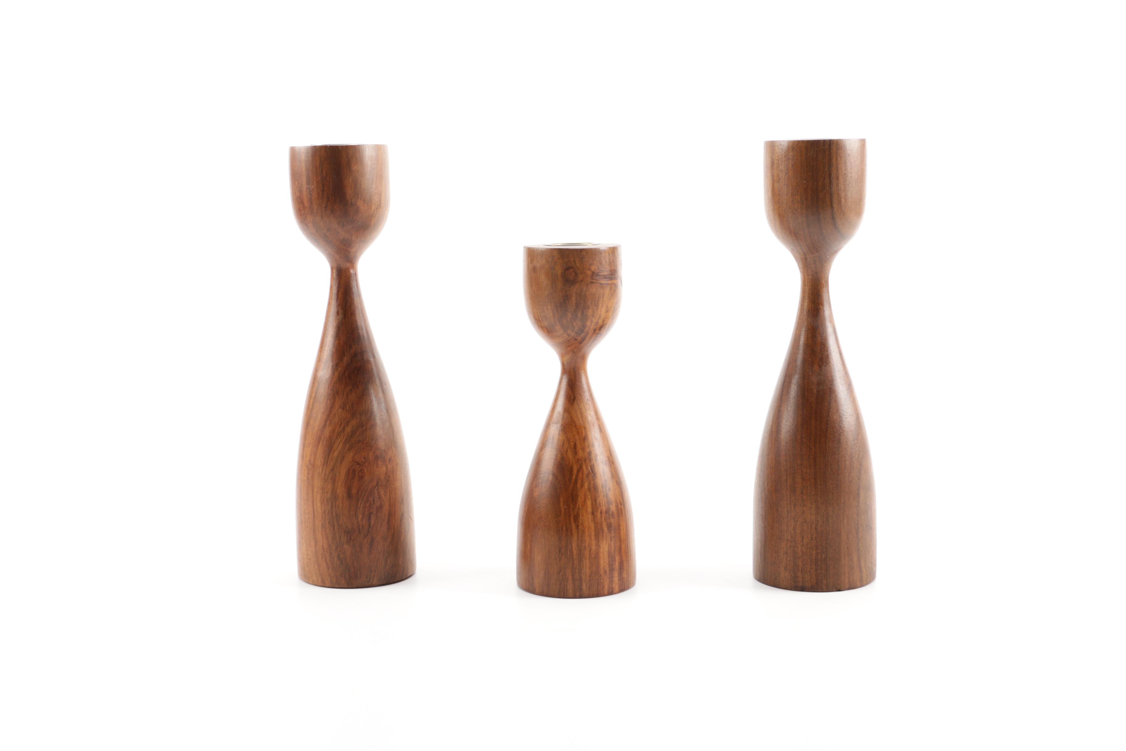 MidCentury Modern Danish Wood Candle Holders EBTH