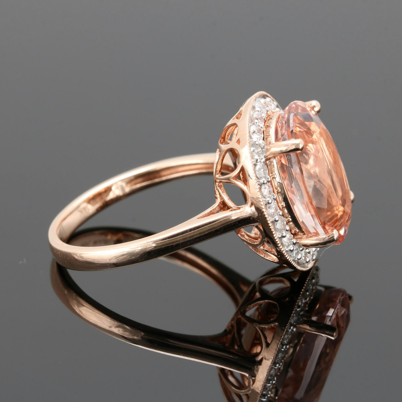 14K Rose Gold Morganite and Diamond Ring | EBTH