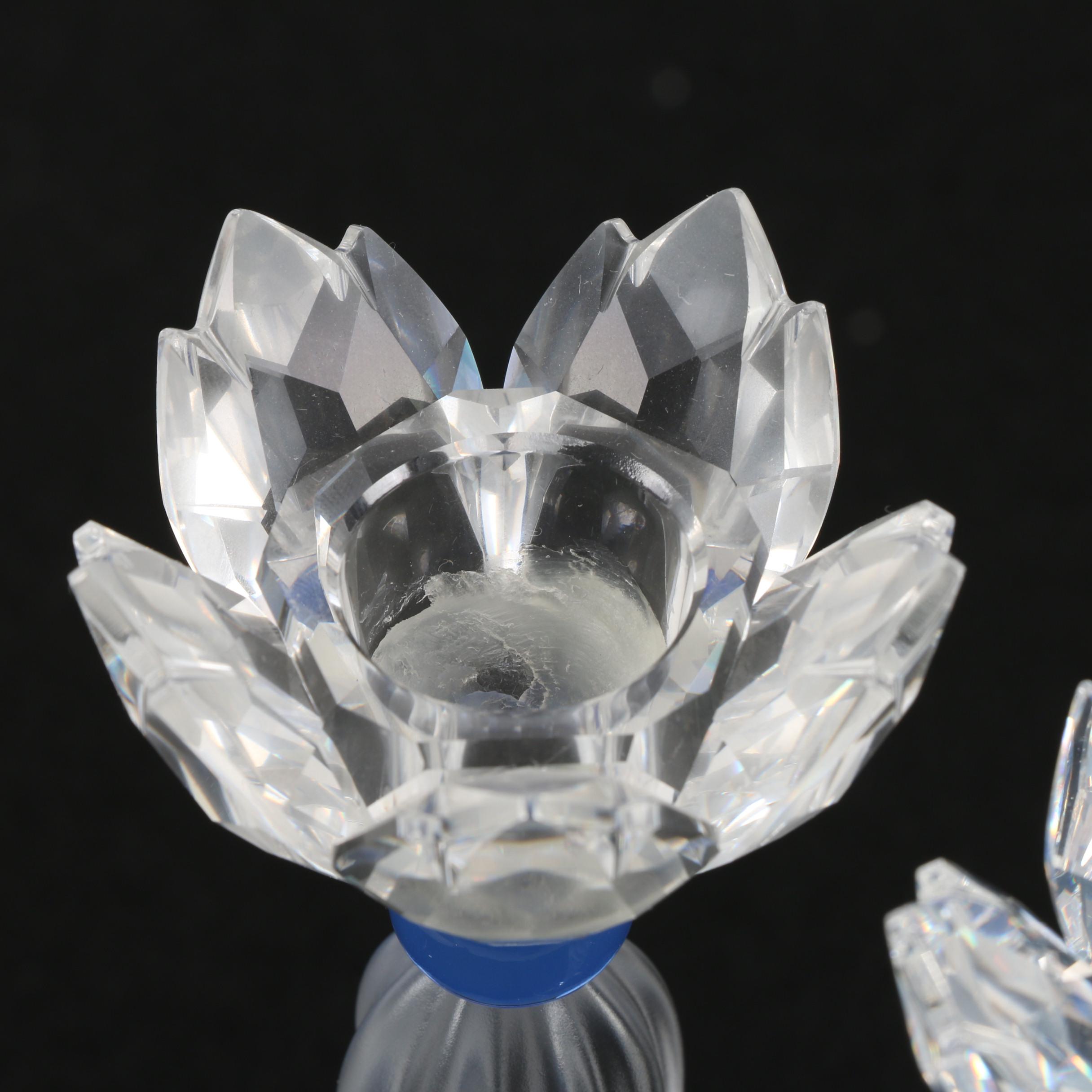 Swarovski"Blue Flower" Crystal Candlesticks EBTH
