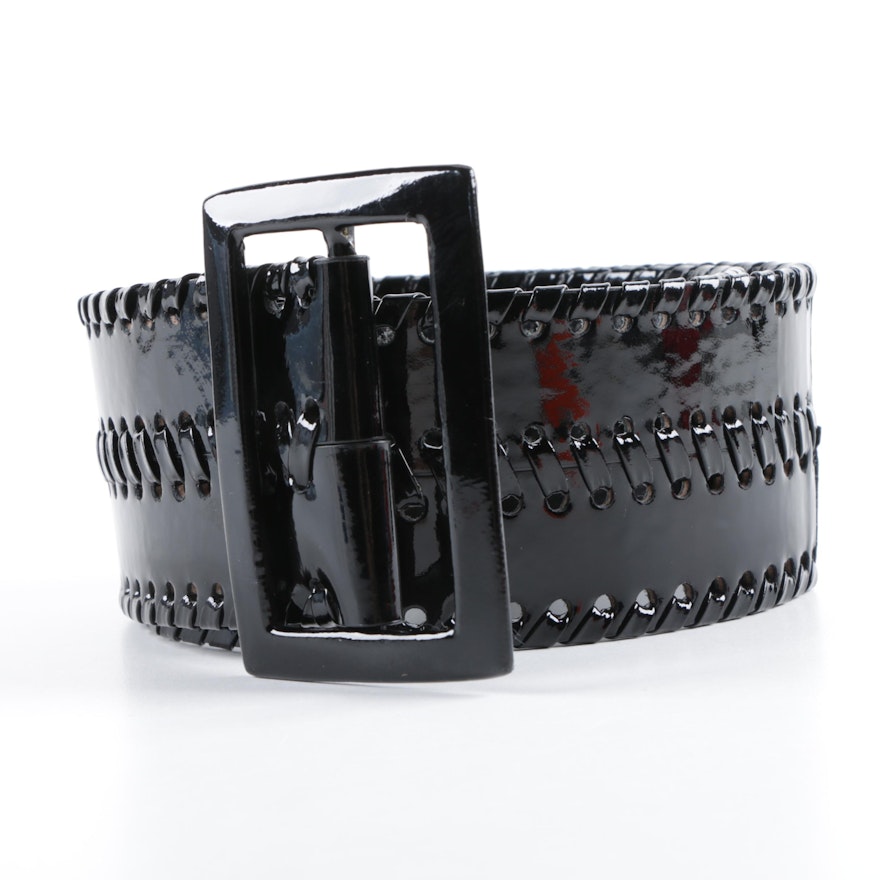 Women&#39;s Oscar de la Renta Black Patent Leather Belt | EBTH