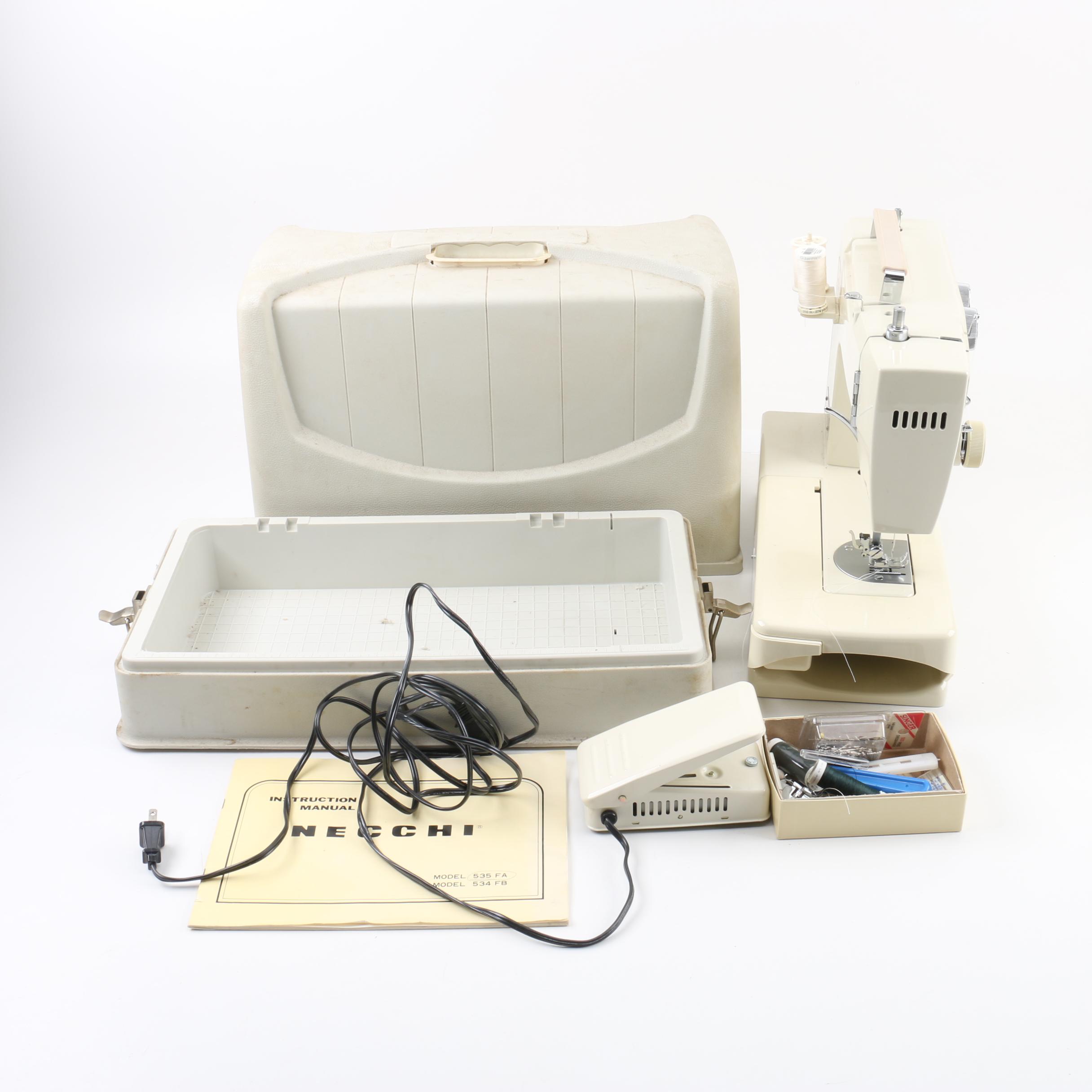 Necchi Model 535FA Sewing Machine with Case and Accessories EBTH