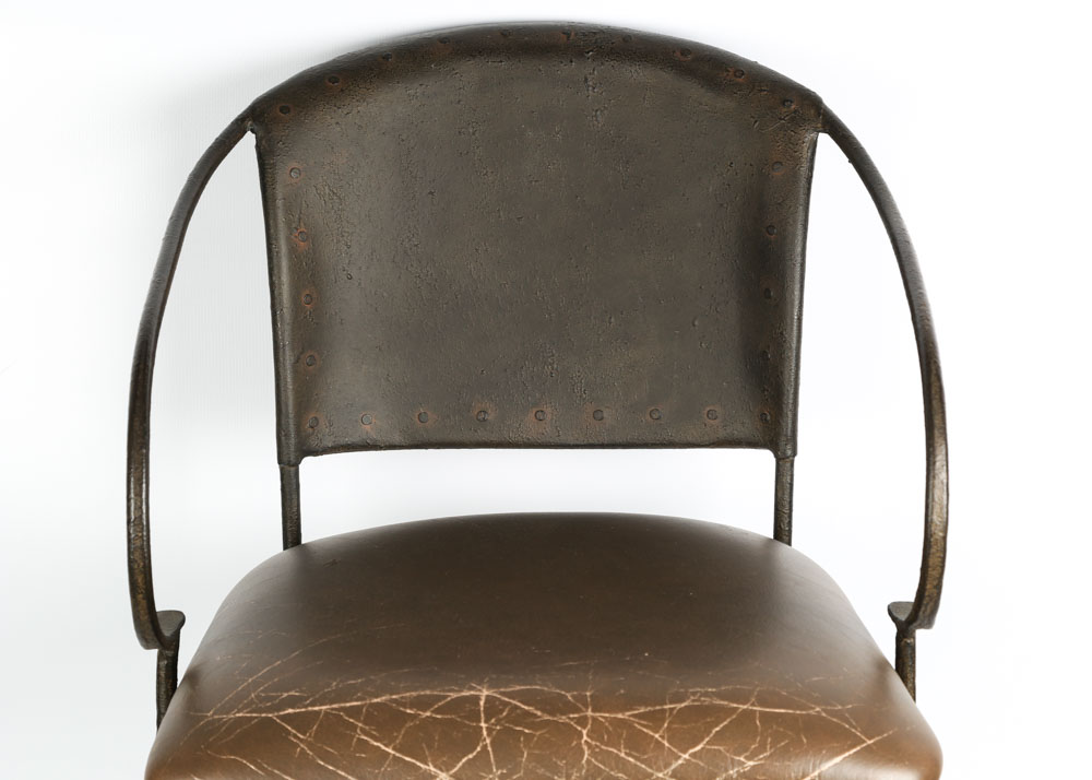 Wrought Iron and Leather Bar Stools by Pier 1 Imports EBTH