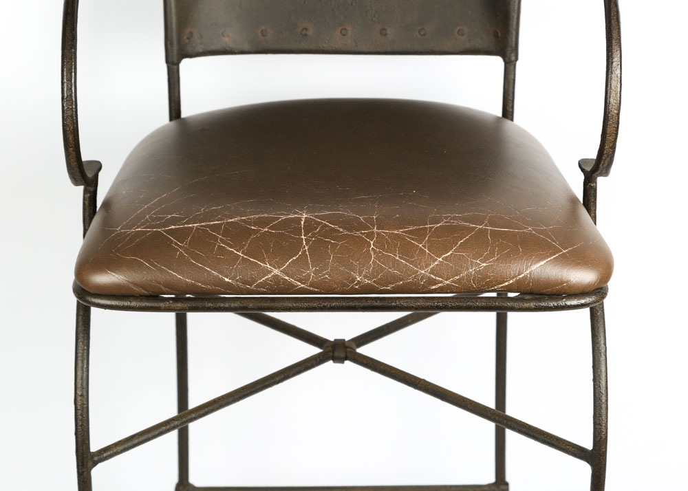 Wrought Iron and Leather Bar Stools by Pier 1 Imports EBTH