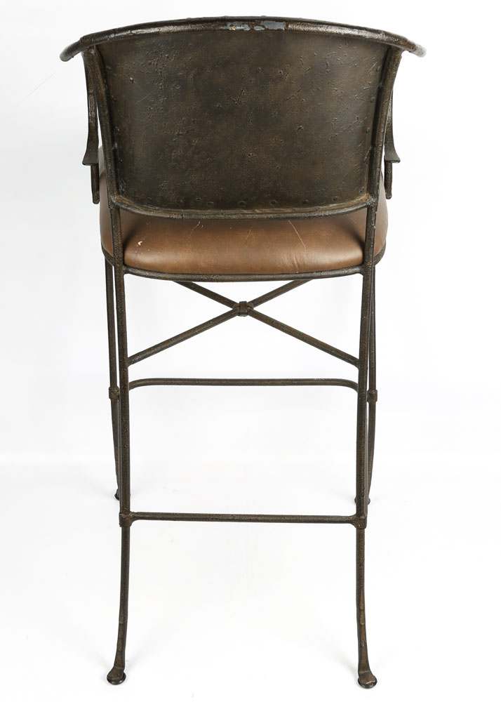 Wrought Iron and Leather Bar Stools by Pier 1 Imports EBTH