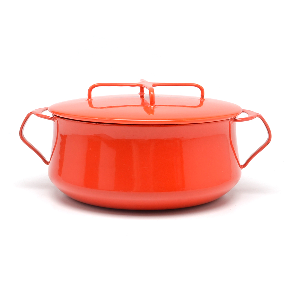 Dansk Kobenstyle Mid Century Modern Enameled Cast Iron Covered Dutch Oven in Red