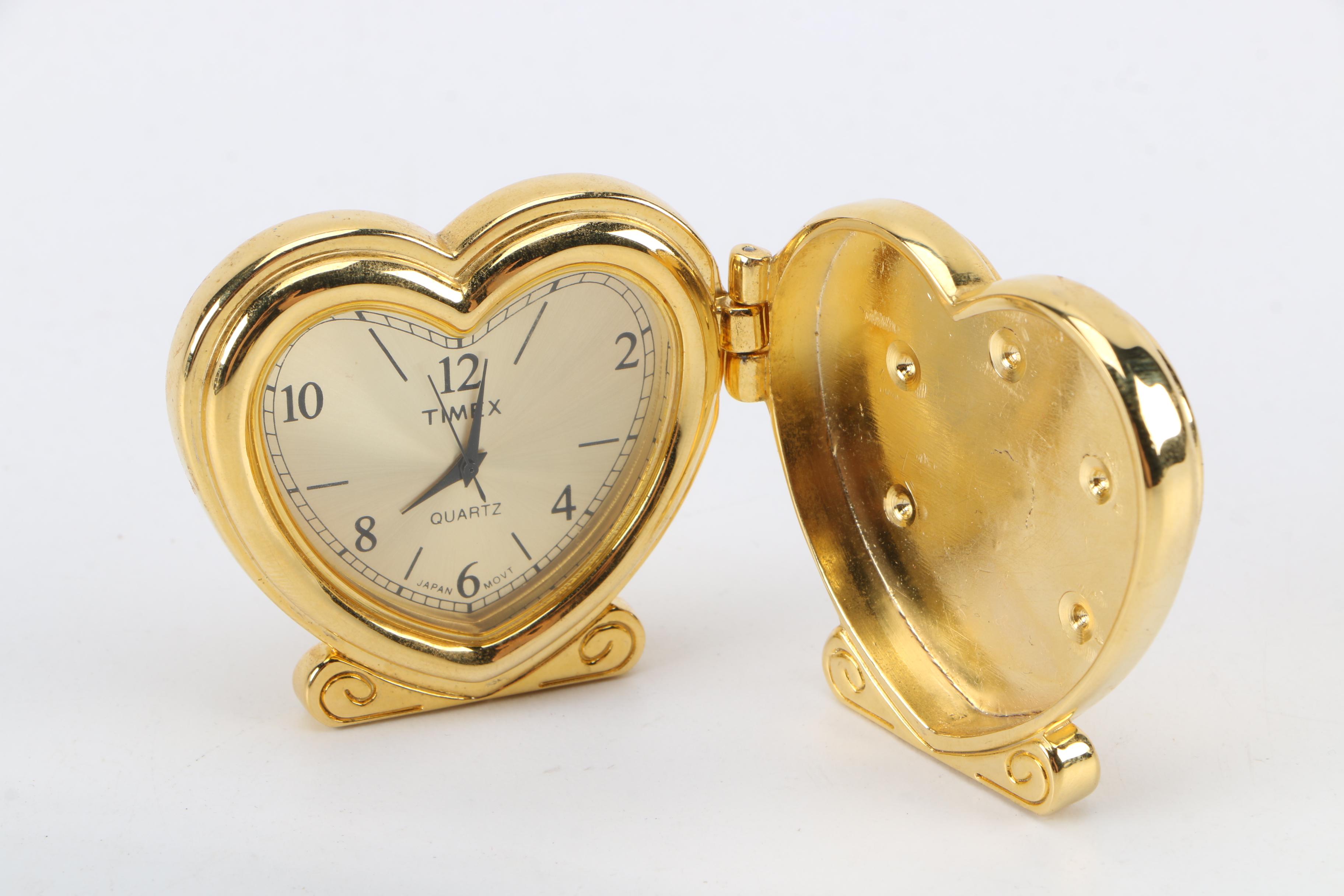 Timex and Gian Pini GoldToned Metal Desk Clocks EBTH