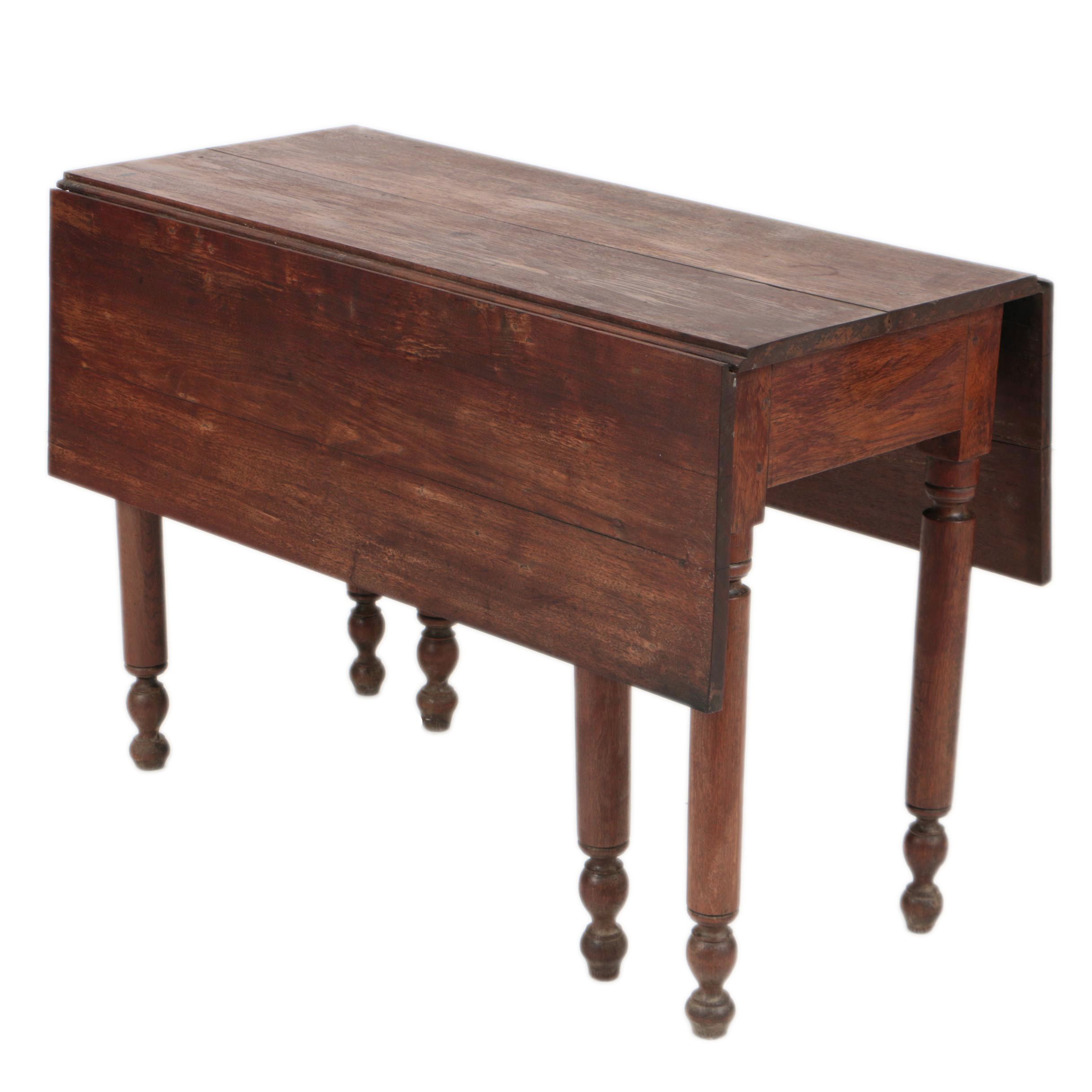 Antique Walnut Drop Leaf Table With Swing Legs Ebth