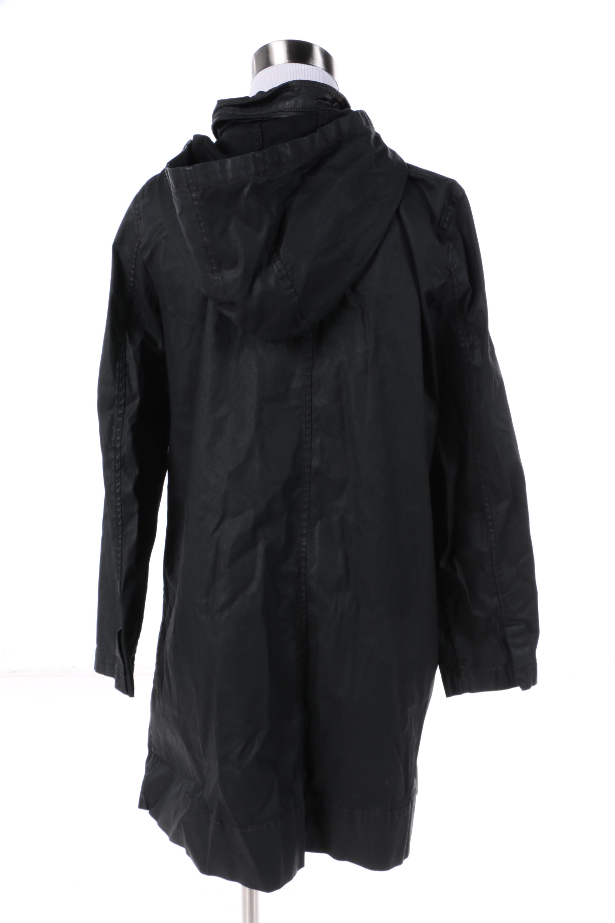 Women's Eileen Fisher Black Hooded Raincoat EBTH