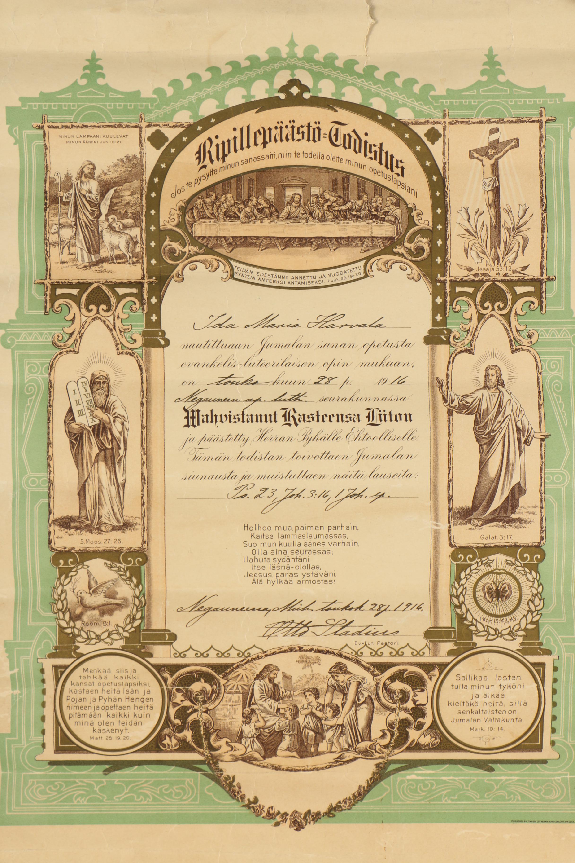 Antique and Vintage Finnish Marriage Certificates and Baptismal