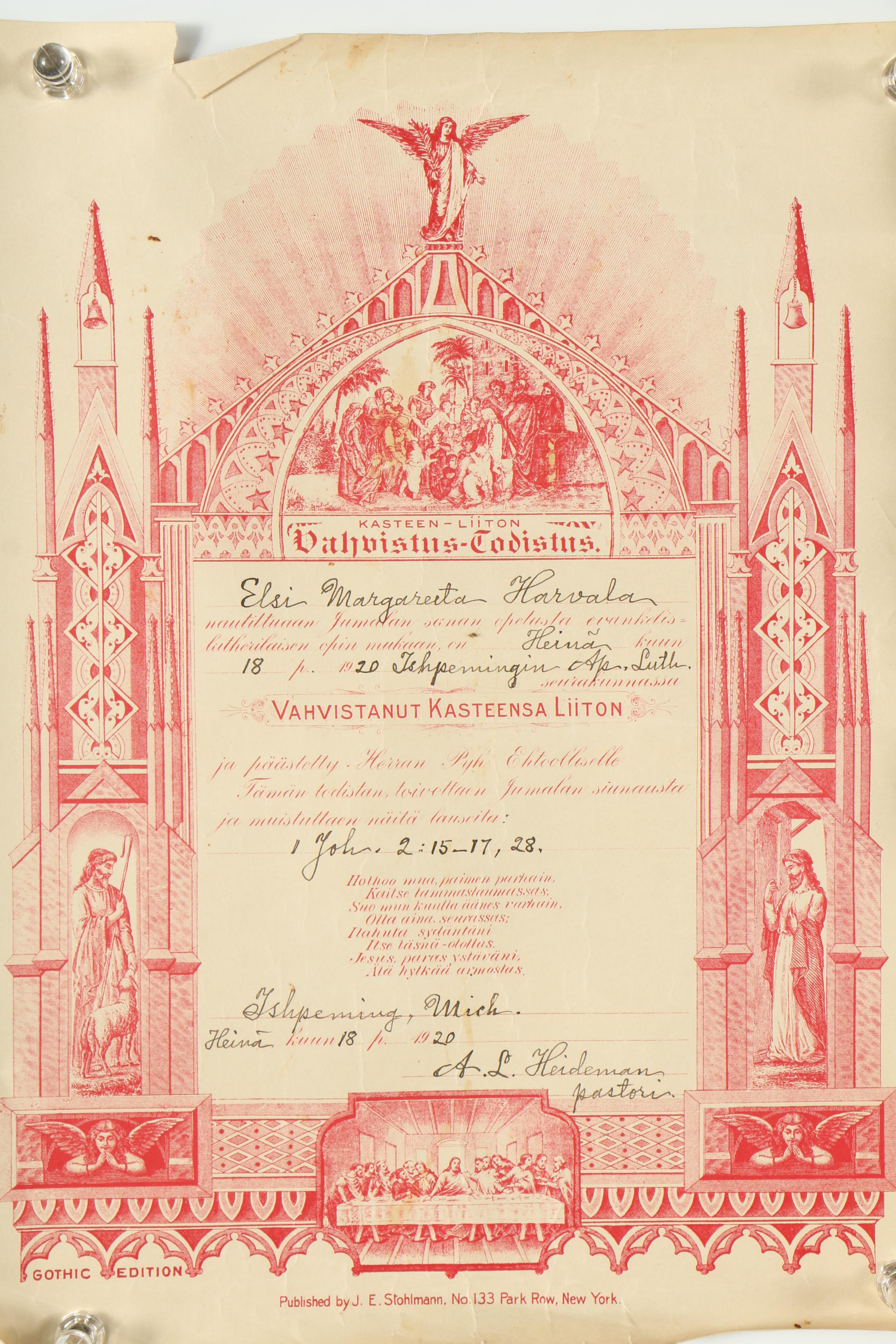 Antique and Vintage Finnish Marriage Certificates and Baptismal