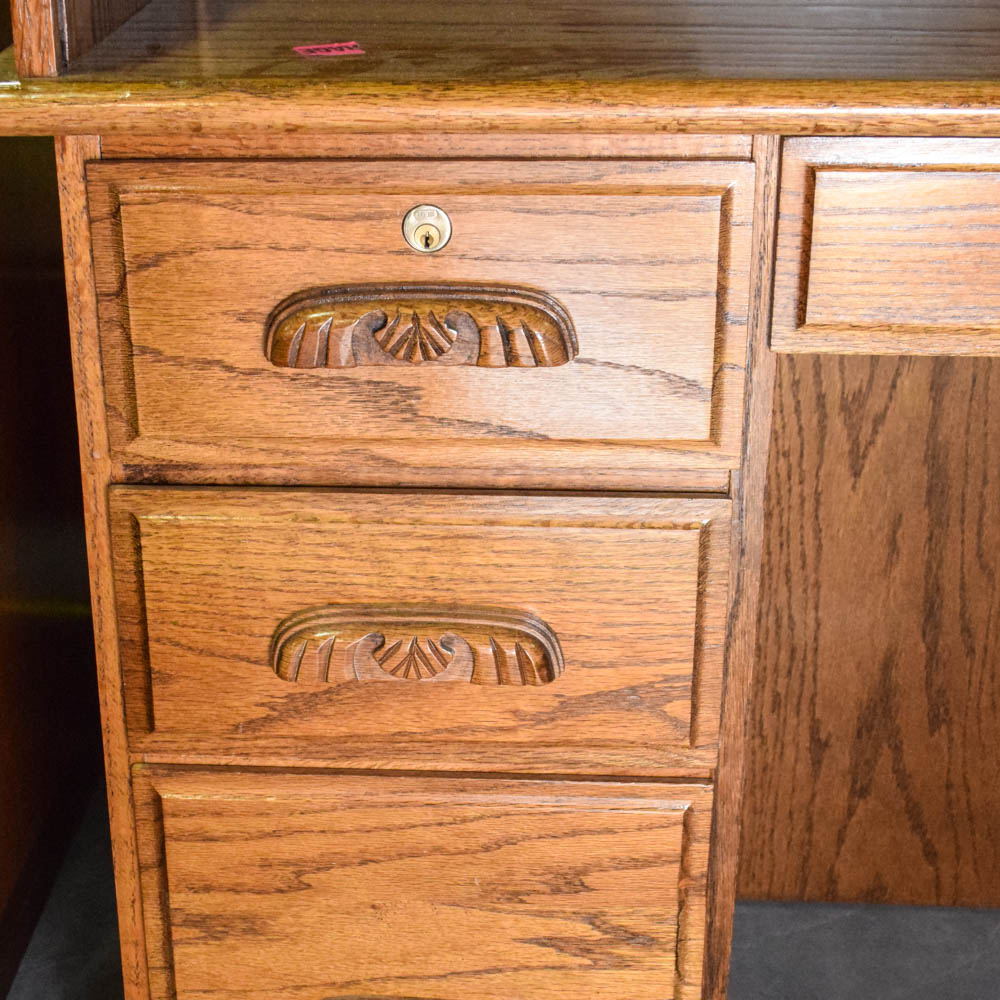 Reproduction Oak Roll Top Desk EBTH