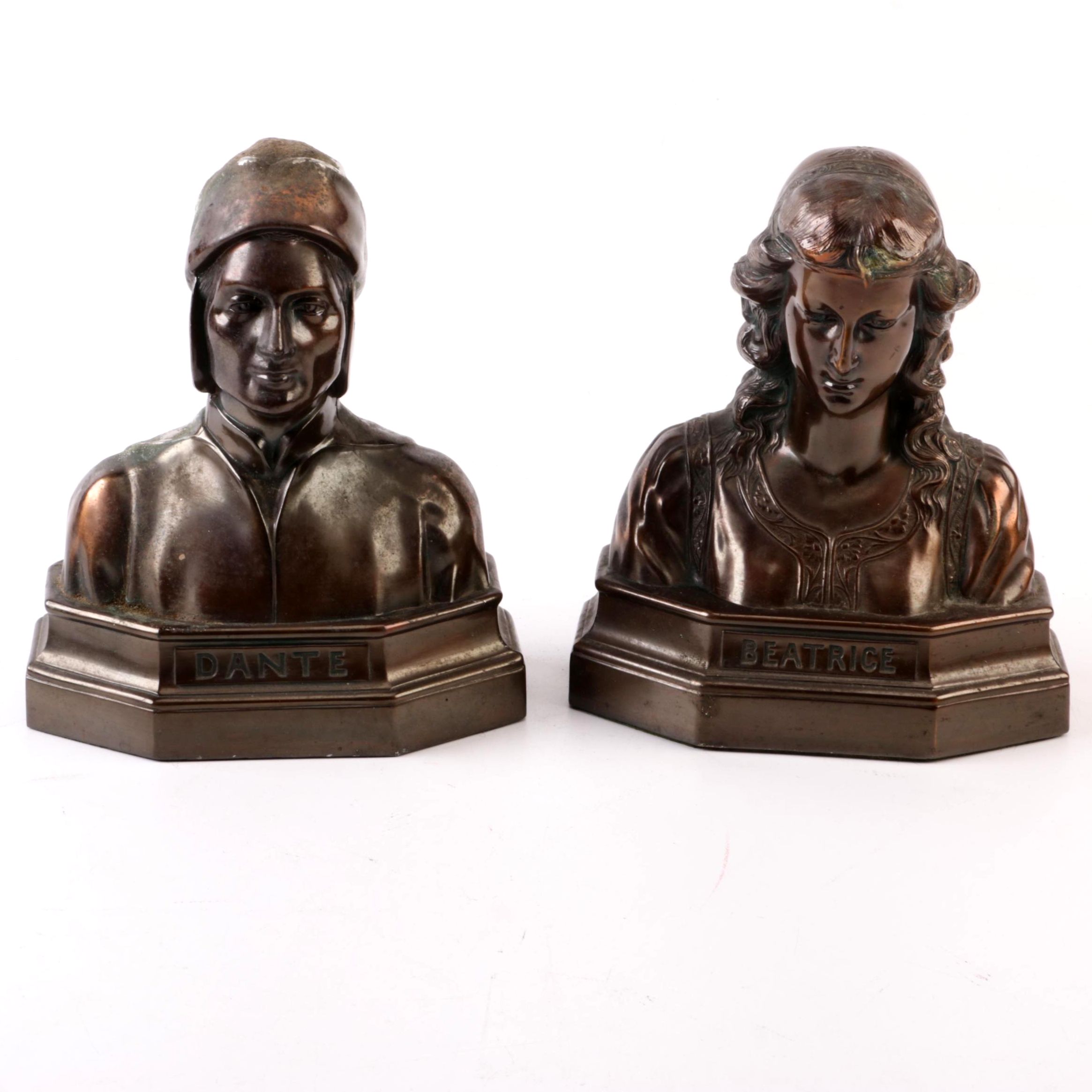 Armor Bronze Co. "Dante" and "Beatrice" Bronze Bookends EBTH