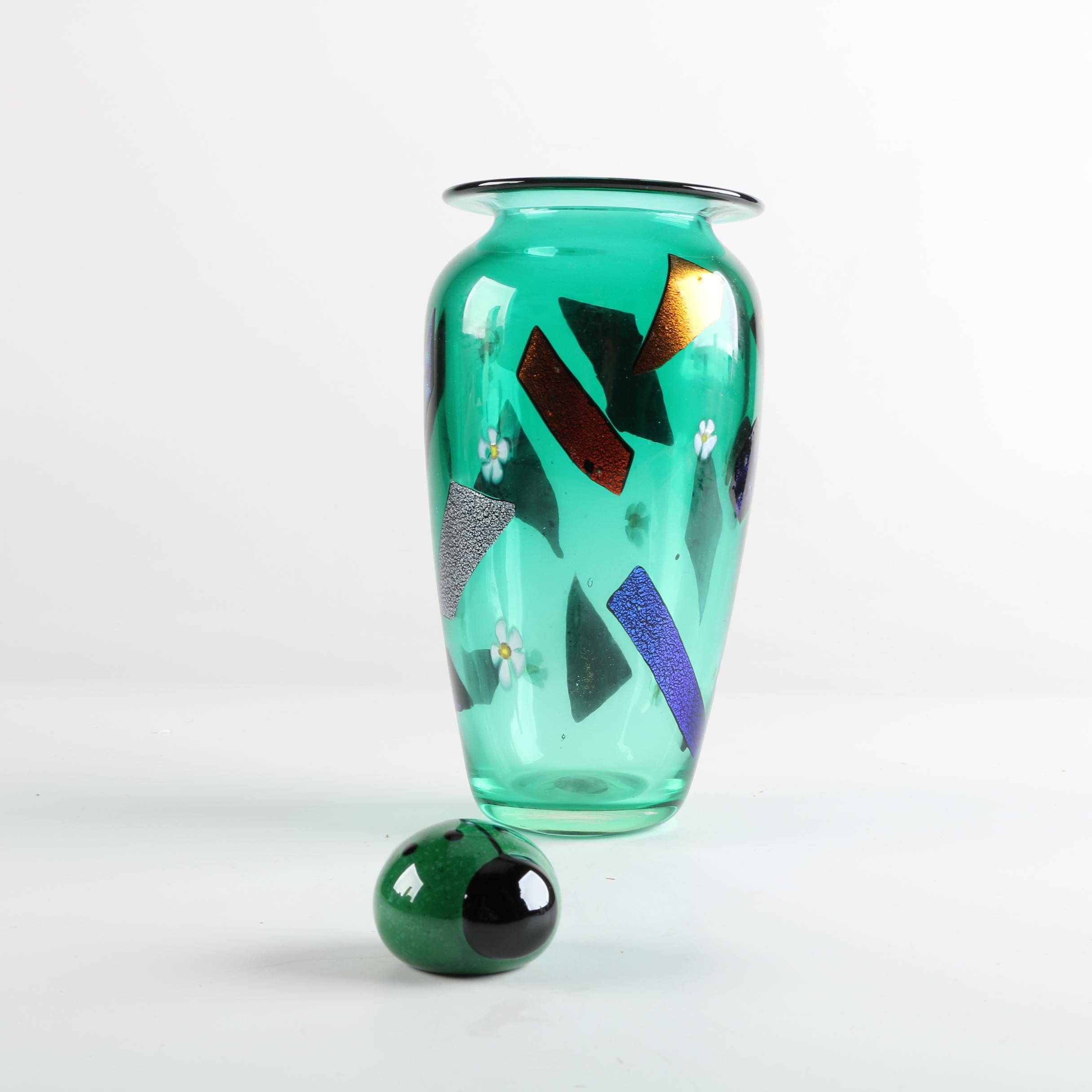 Appalachian Spring Art Glass Vase And Ladybug Paperweight Ebth