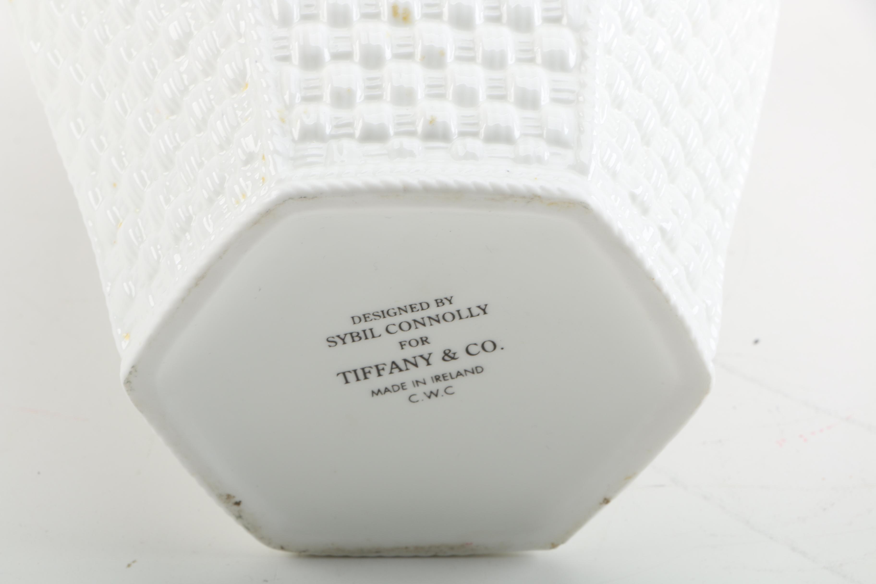 Tiffany & Co. Porcelain Basketweave Vase by Sybil Connolly EBTH