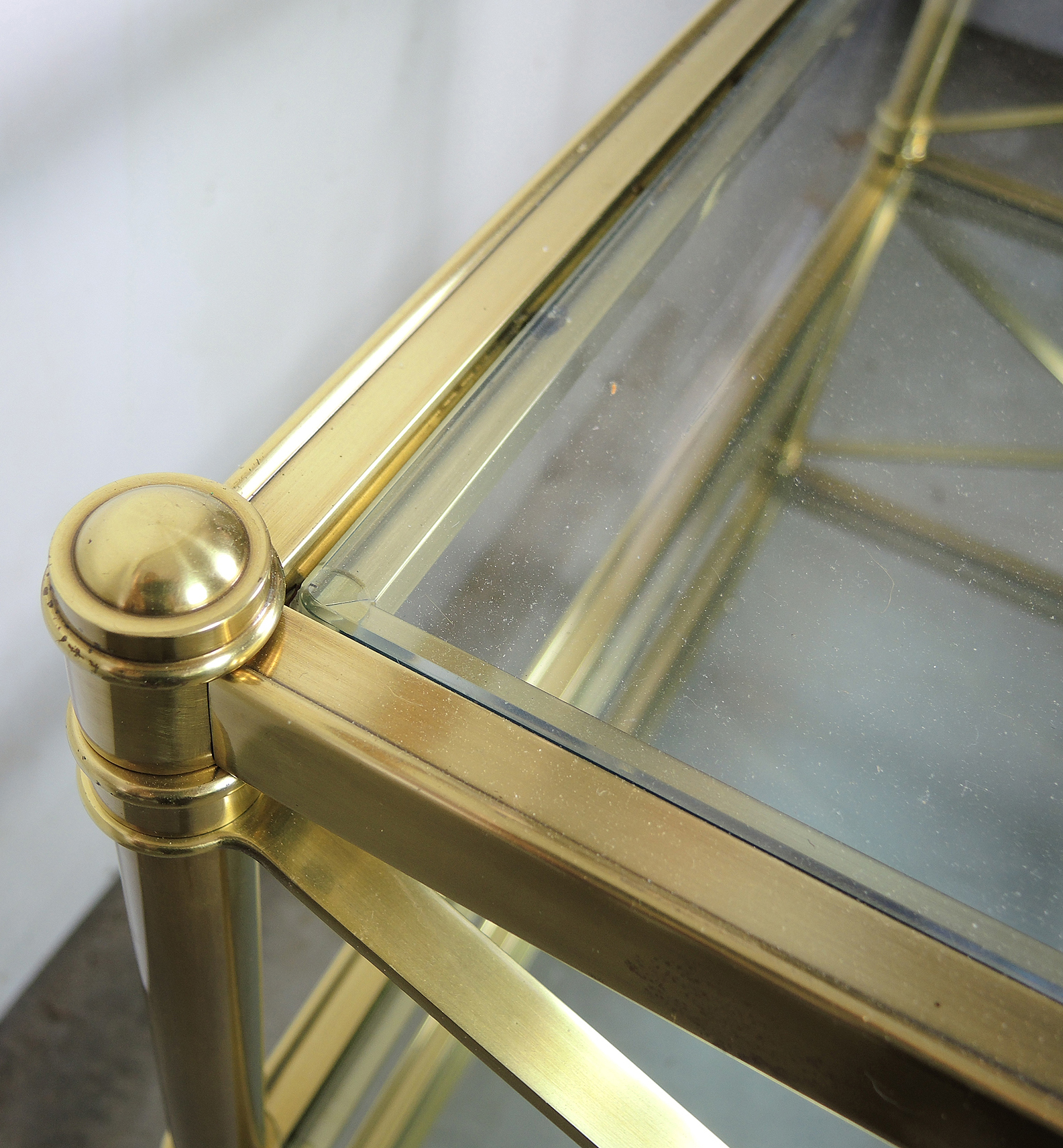 Ethan Allen Brass and Glass Server Table EBTH