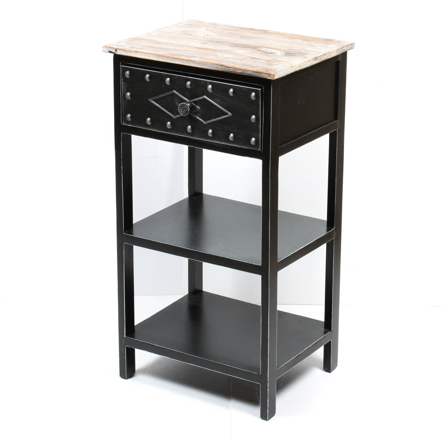 Reclaimed Wood and Metal Accent Table EBTH