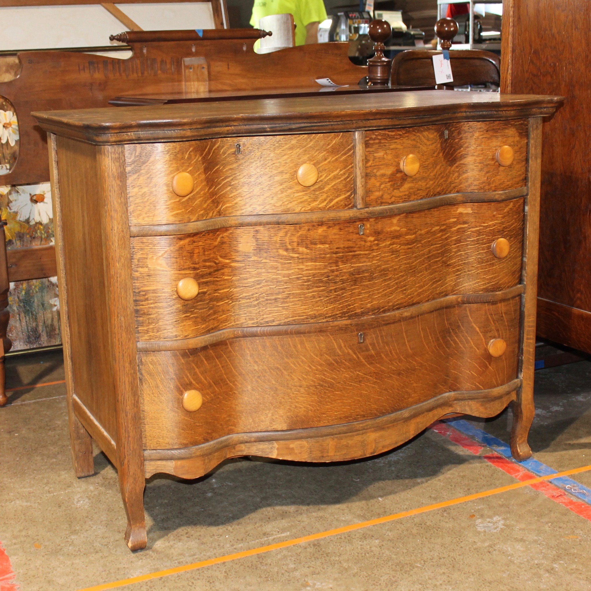 Antique Quarter Sawn Oak Dresser Ebth