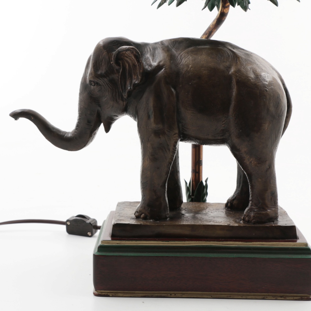 Vintage Patinated Bronze Elephant Lamp EBTH