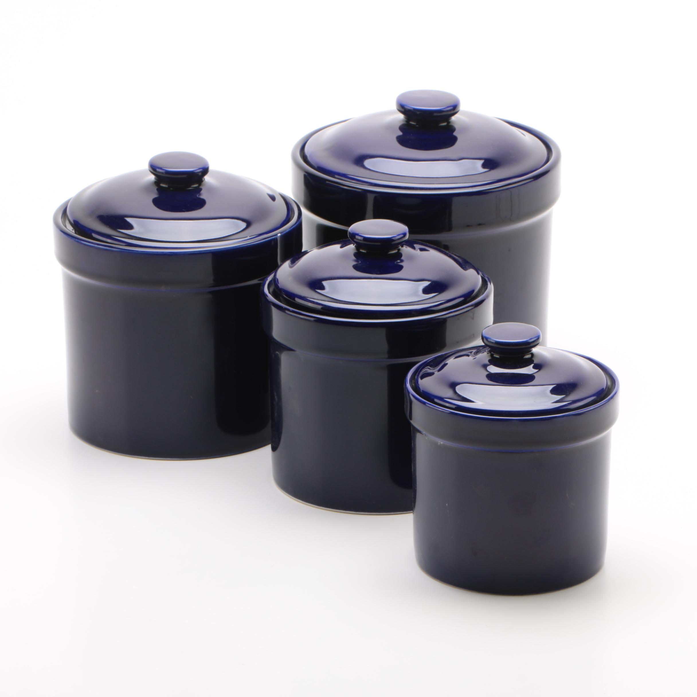 Cobalt Blue Glazed Ceramic Kitchen Canister Set EBTH