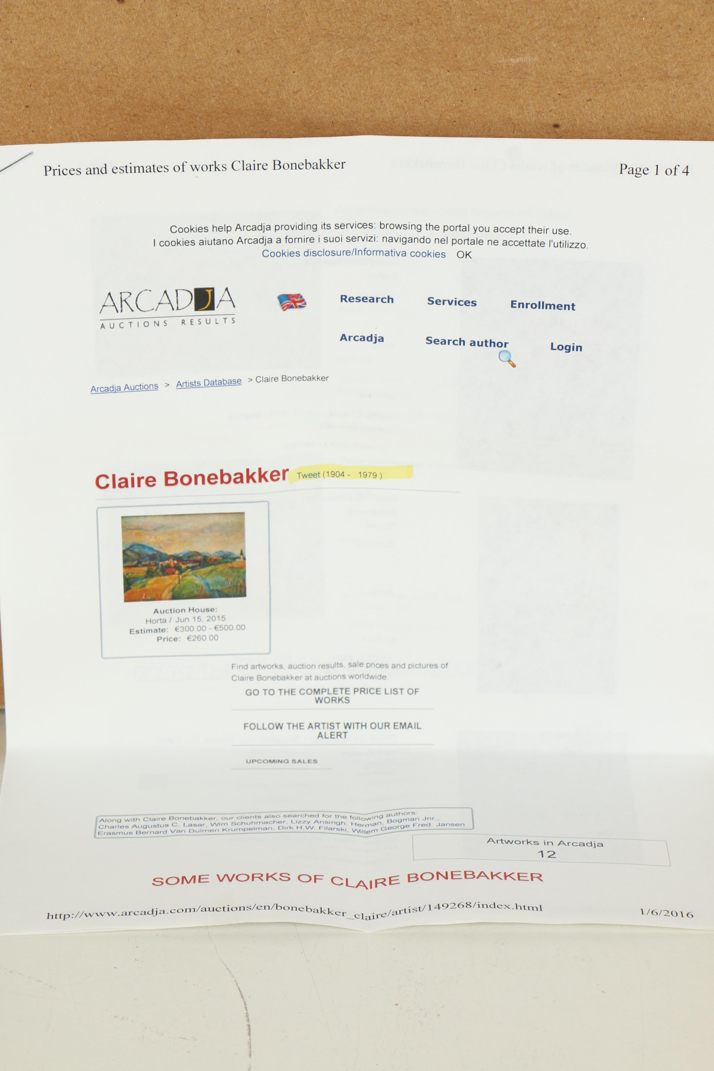 Claire Bonebakker Vintage Gouache Painting EBTH