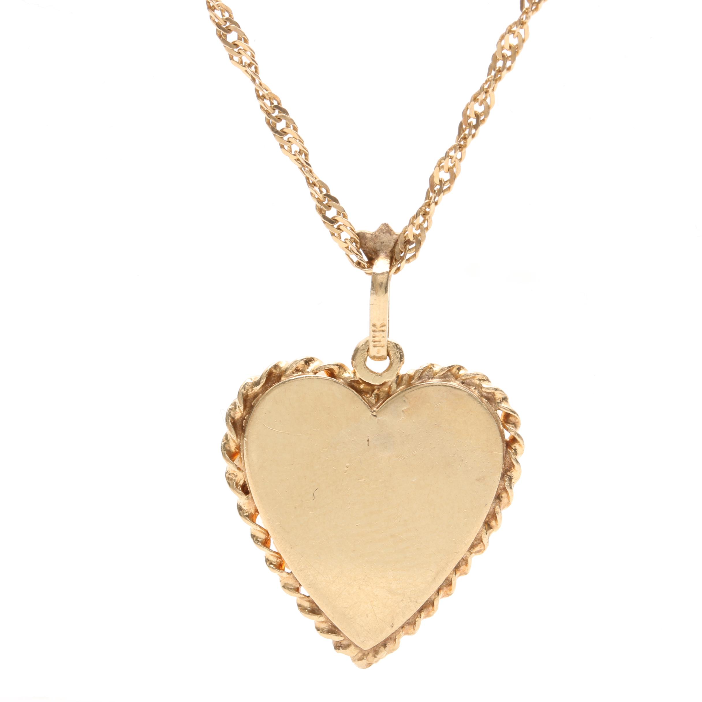 Vintage 14K Yellow Gold White Topaz Heart Locket Pendant Necklace EBTH