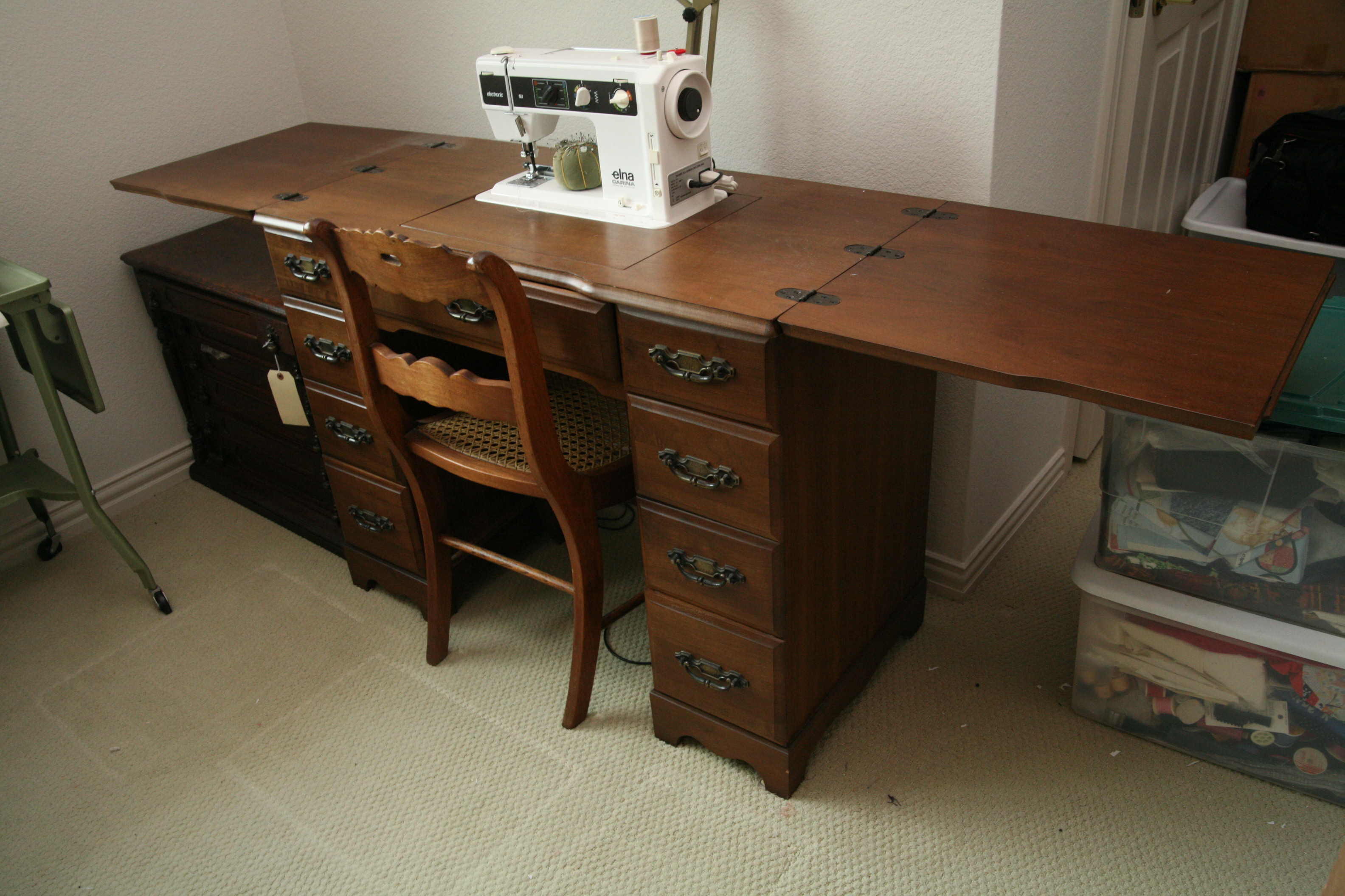 Elna "Carina" Electronic Sewing Machine and Knee Hole Sewing Table EBTH