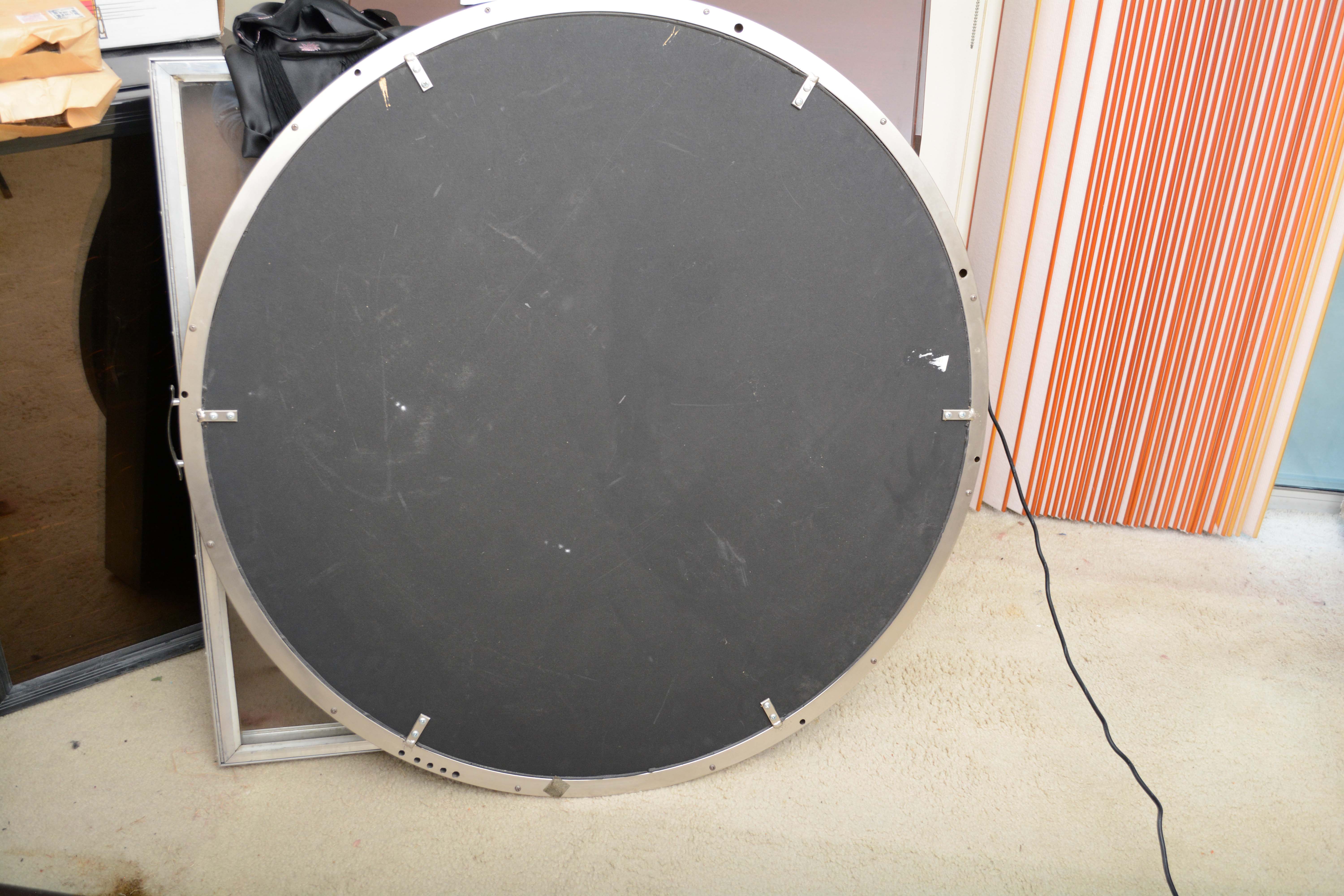 Riveted Silver Toned Metal Framed Round Wall Mirror EBTH