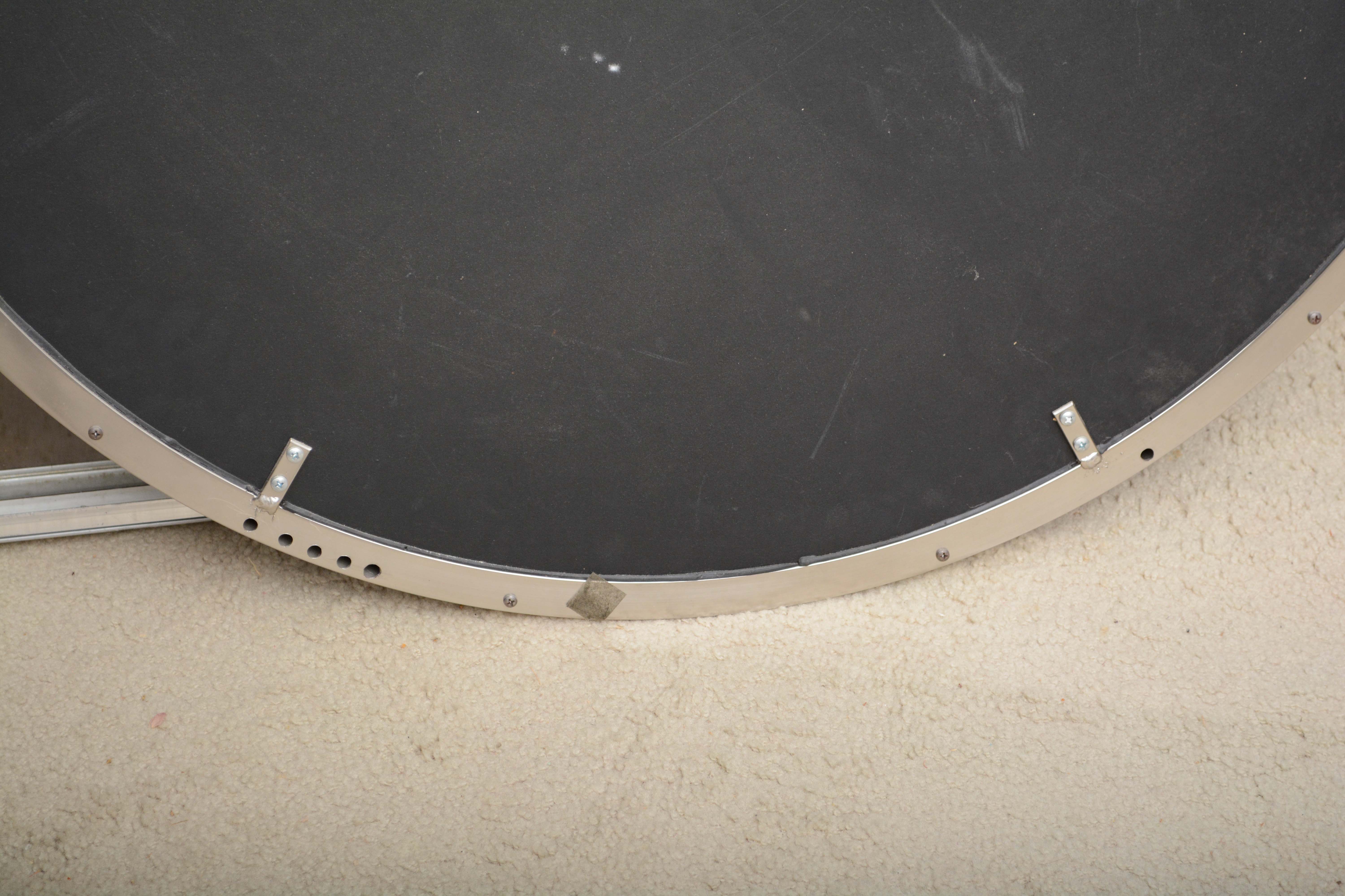 Riveted Silver Toned Metal Framed Round Wall Mirror EBTH