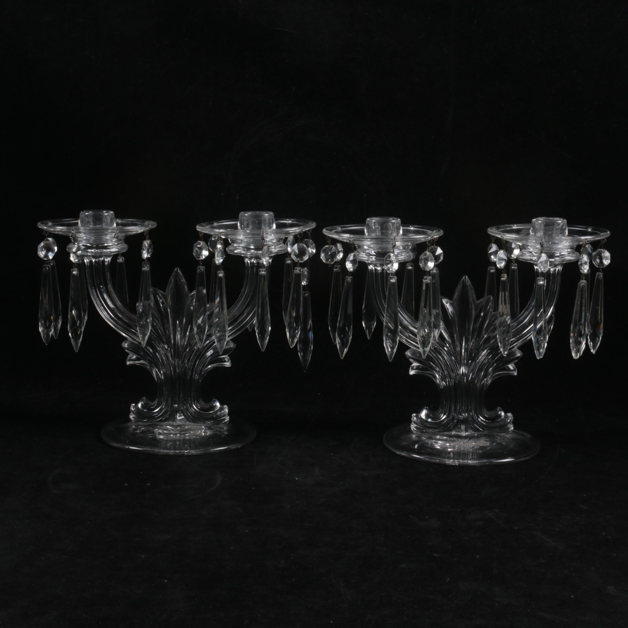 Crystal Candelabras With Suspended Prisms EBTH