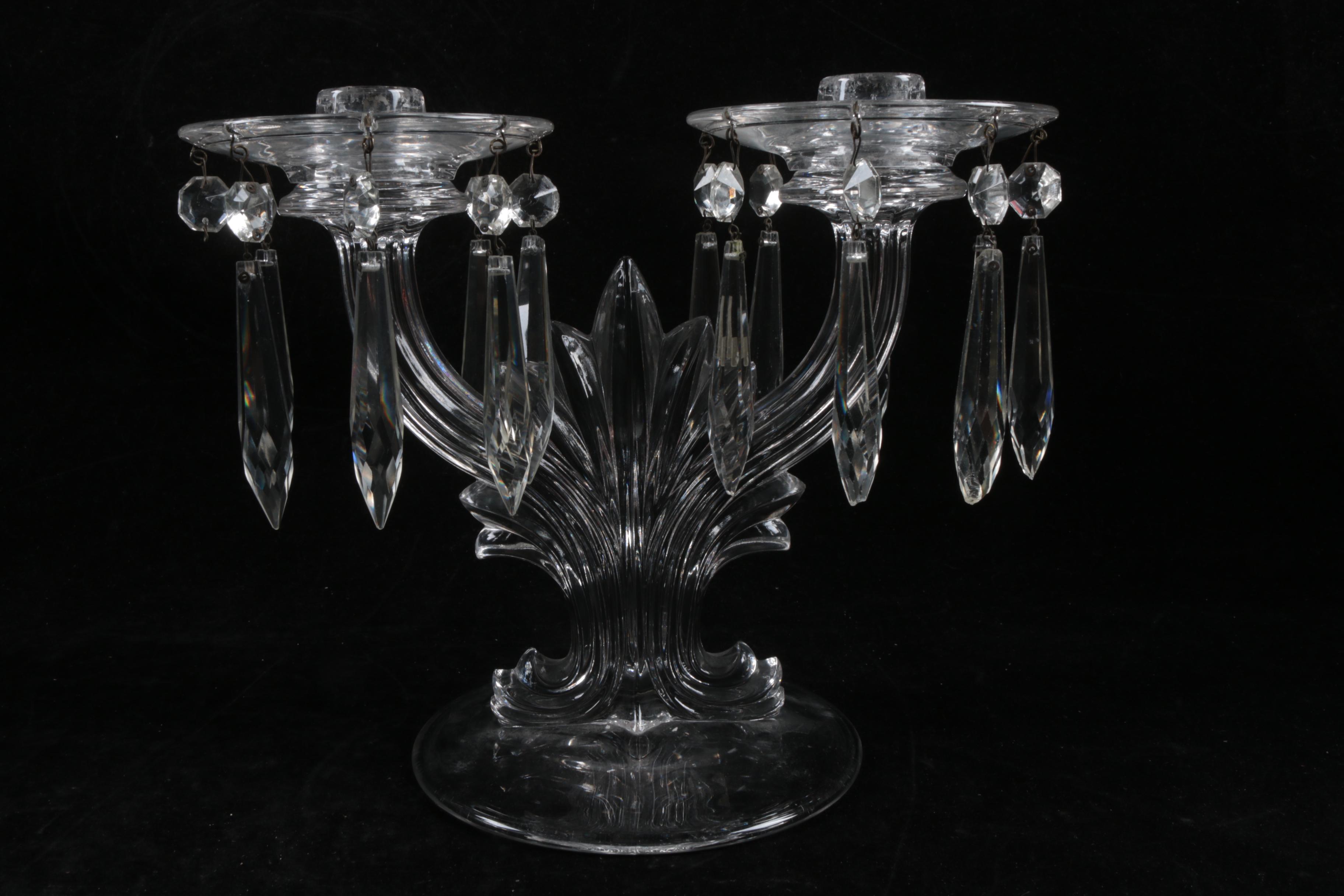 Crystal Candelabras With Suspended Prisms EBTH