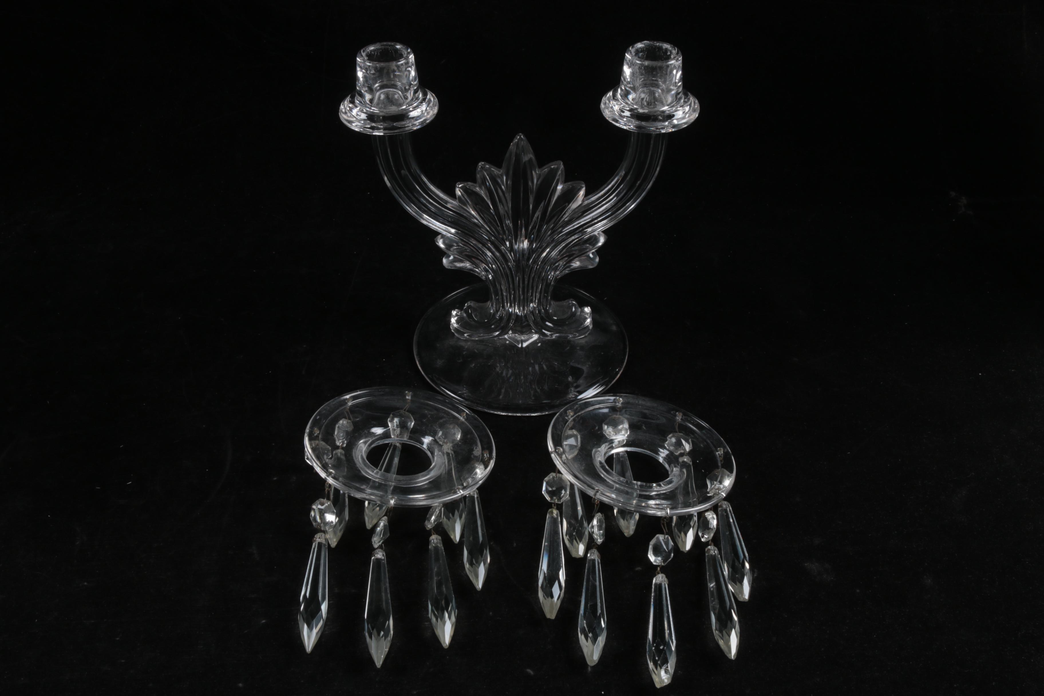 Crystal Candelabras With Suspended Prisms EBTH