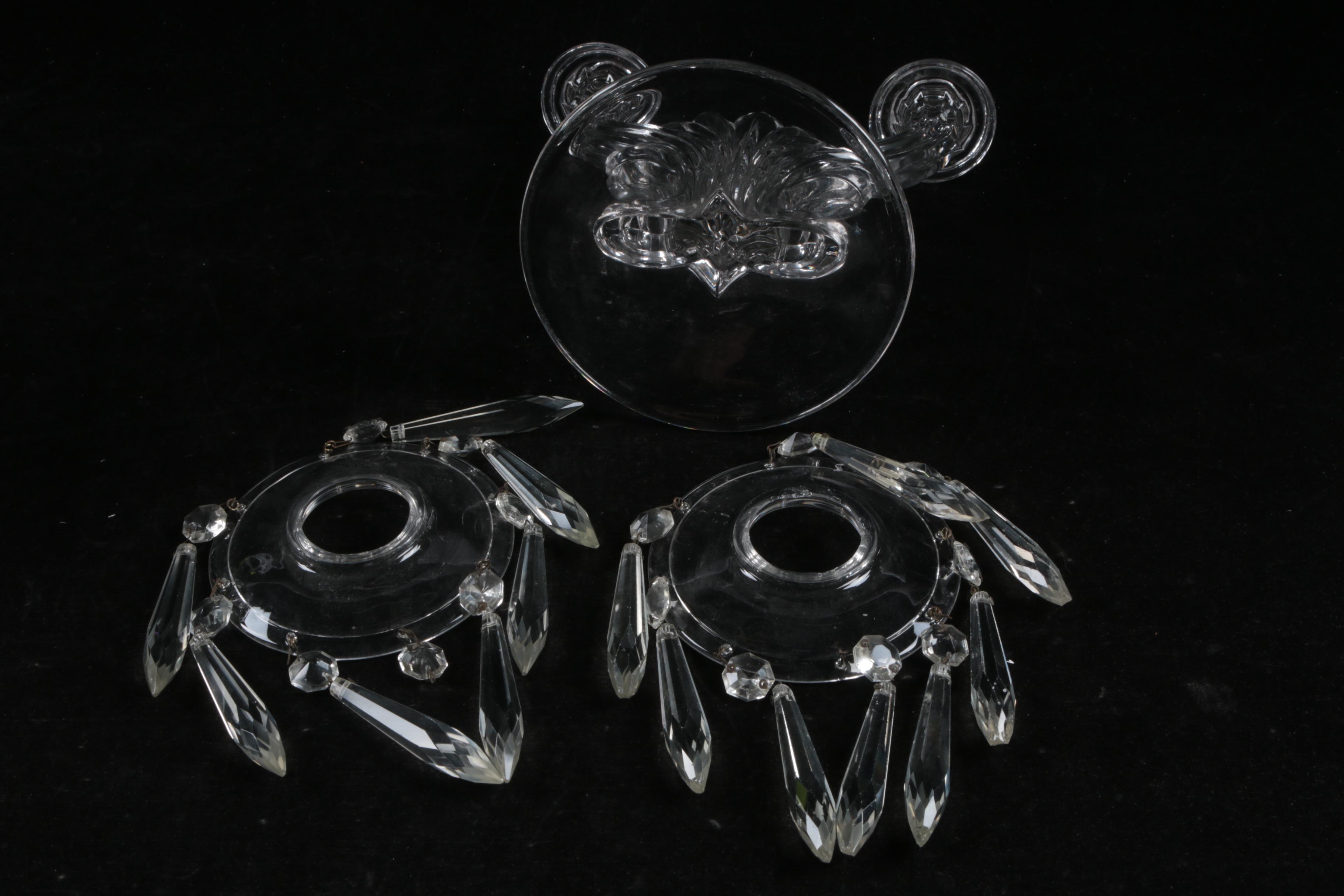 Crystal Candelabras With Suspended Prisms EBTH