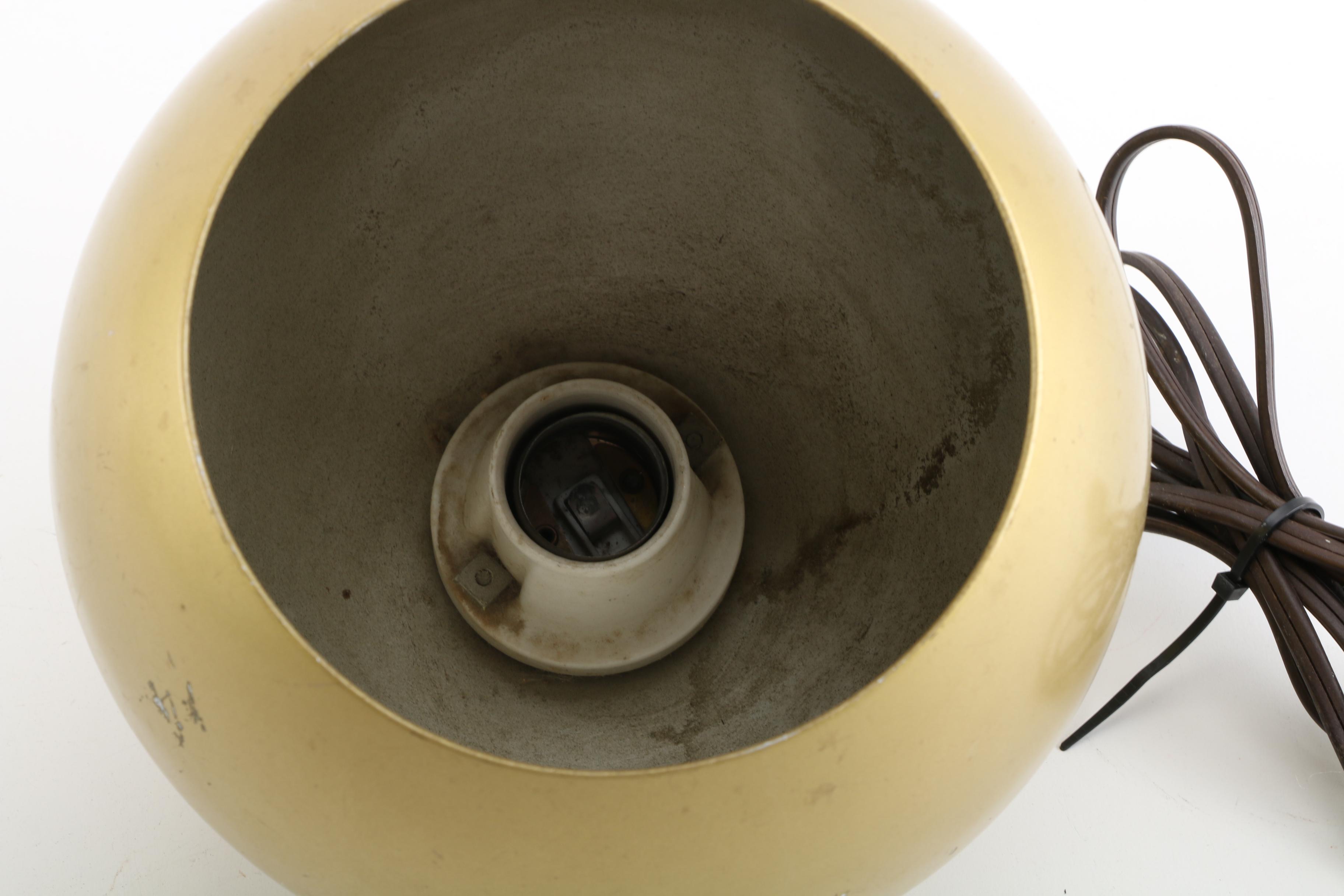 Mid Century Modern Gold Finished "Eyeball" Pendant Fixture by Amplex