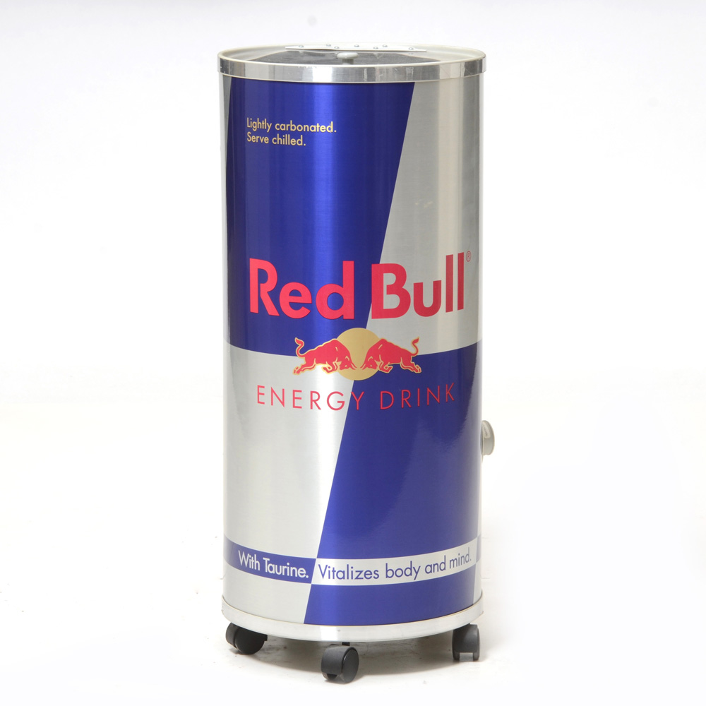 red bull can shaped fridge