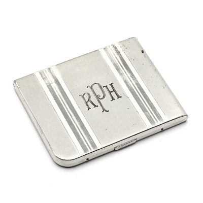 Vintage Elgin Sterling Silver Cigarette Case, Monogrammed Vintage Elgin Sterling Silver Cigarette Case, Monogrammed
