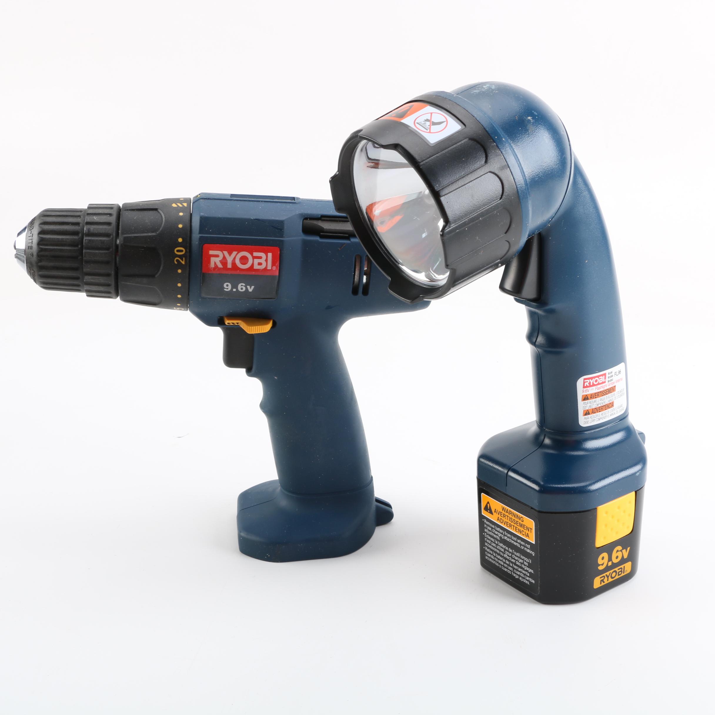 Ryobi 9.6V Cordless Drill and Flashlight Set EBTH