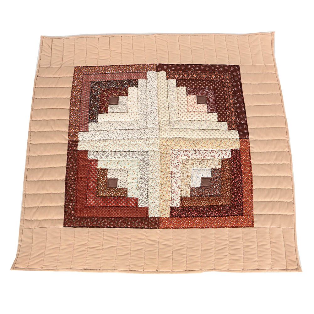 Vintage Handmade Log Cabin Barn Raising Quilt Ebth